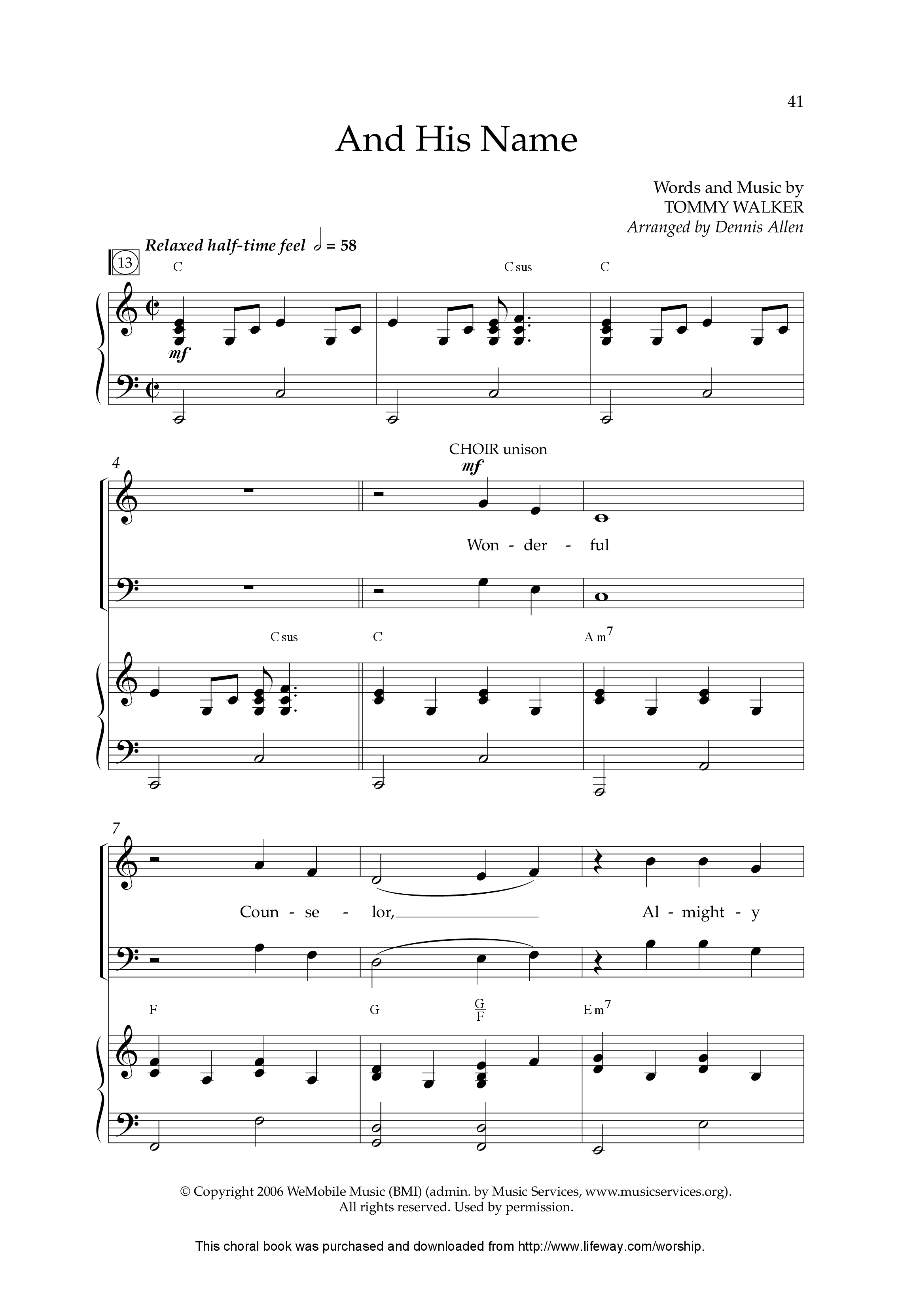 His Name Is Jesus (10 Song Choral Collection) Song 3 (Piano SATB) (Lifeway Choral / Arr. Dennis Allen)