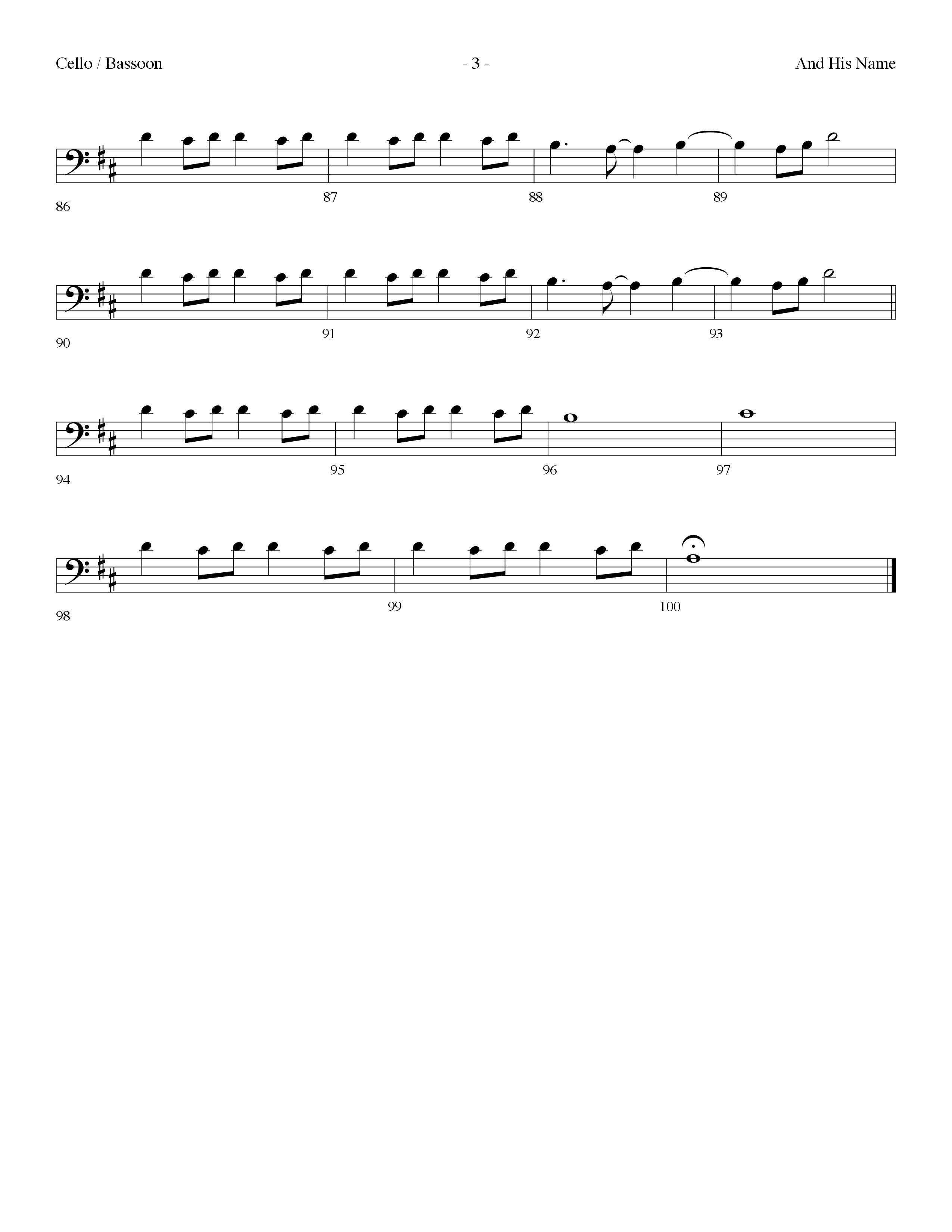 And His Name (Choral Anthem SATB) Cello (Lifeway Choral / Arr. Dennis Allen)