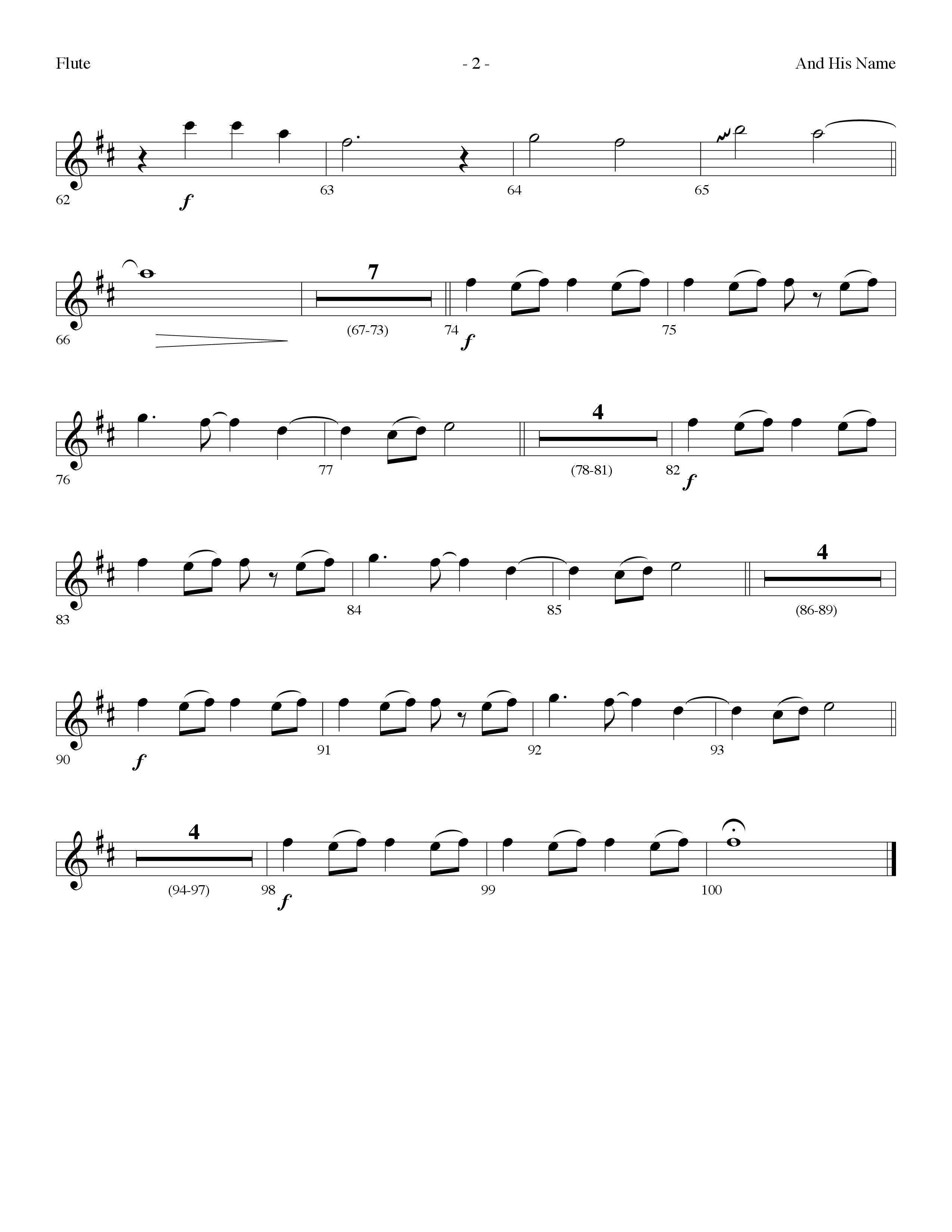 And His Name (Choral Anthem SATB) Flute (Lifeway Choral / Arr. Dennis Allen)