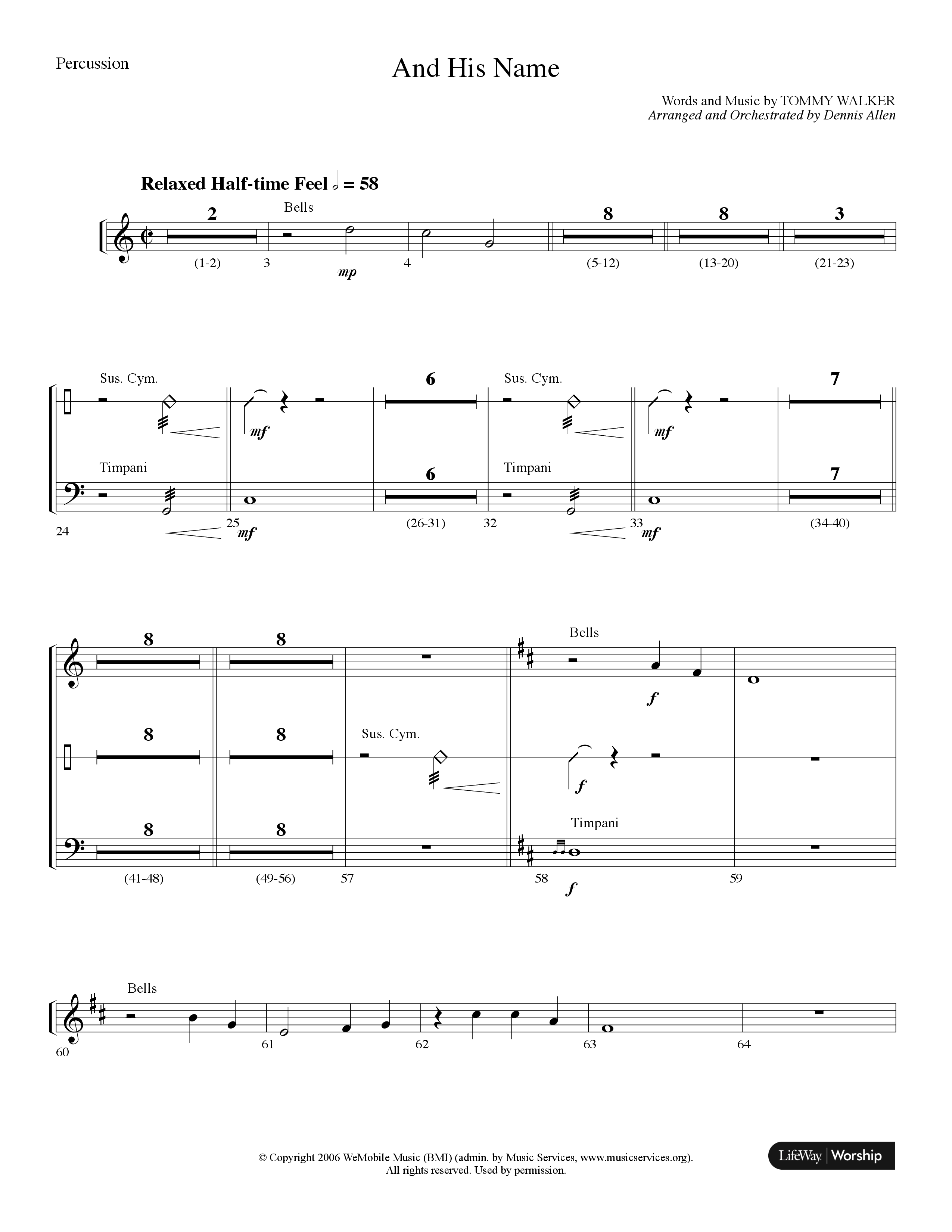 And His Name (Choral Anthem SATB) Percussion (Lifeway Choral / Arr. Dennis Allen)