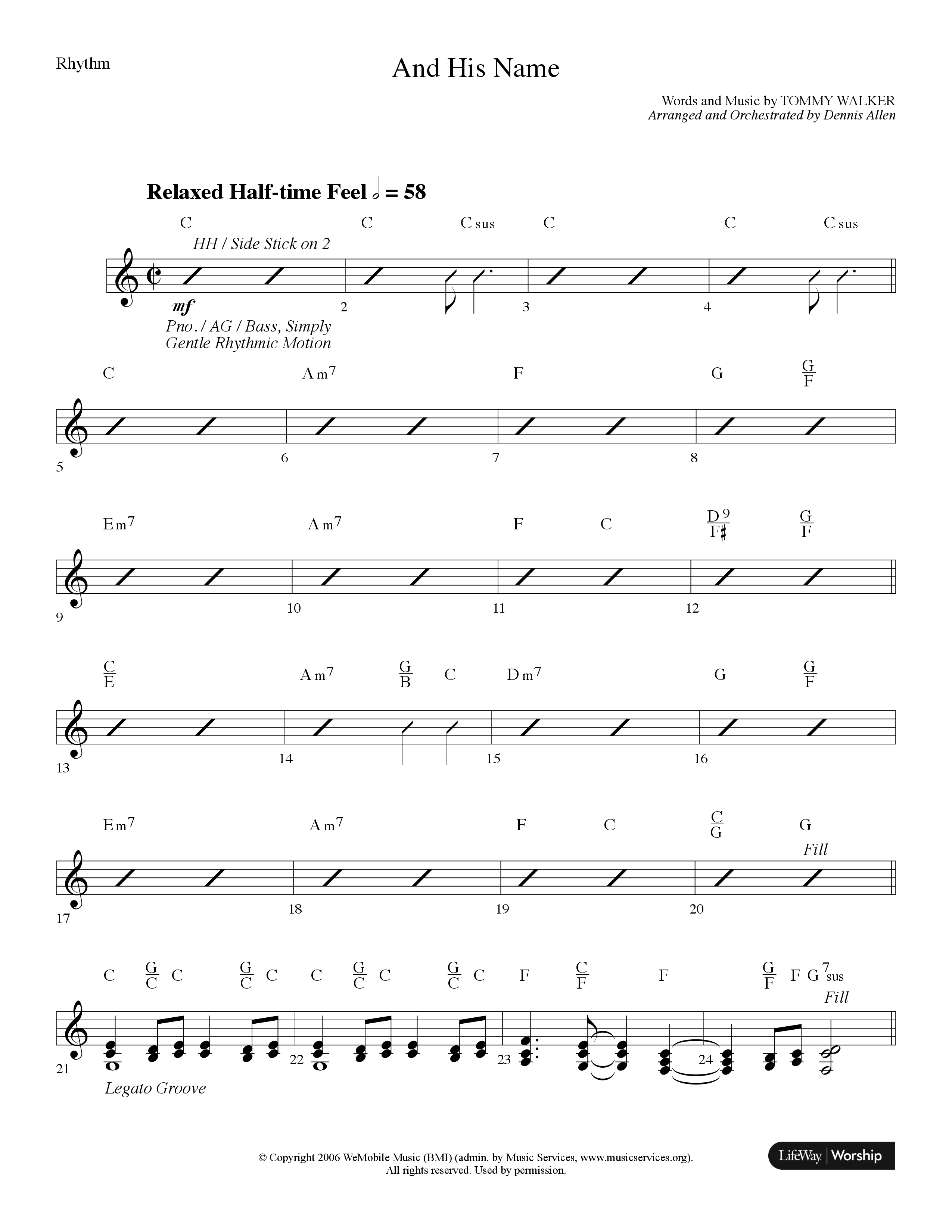 And His Name (Choral Anthem SATB) Rhythm Chart (Lifeway Choral / Arr. Dennis Allen)
