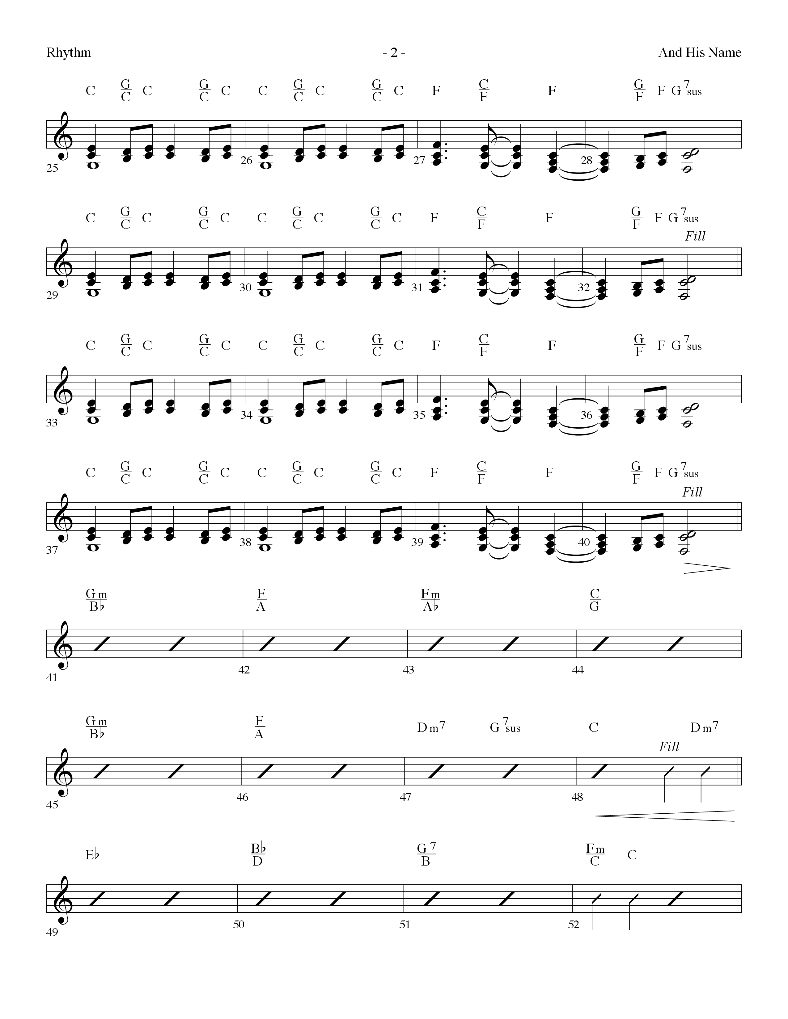 And His Name (Choral Anthem SATB) Rhythm Chart (Lifeway Choral / Arr. Dennis Allen)