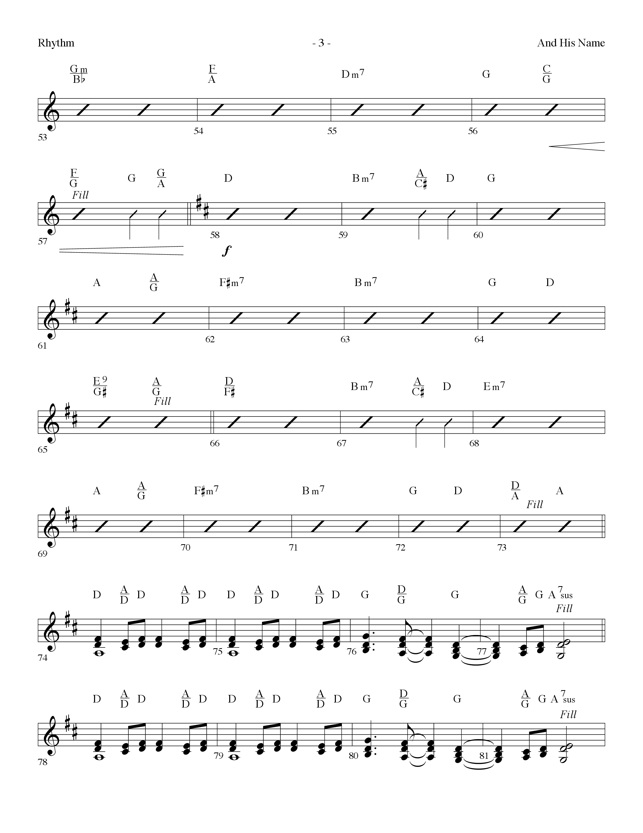 And His Name (Choral Anthem SATB) Rhythm Chart (Lifeway Choral / Arr. Dennis Allen)