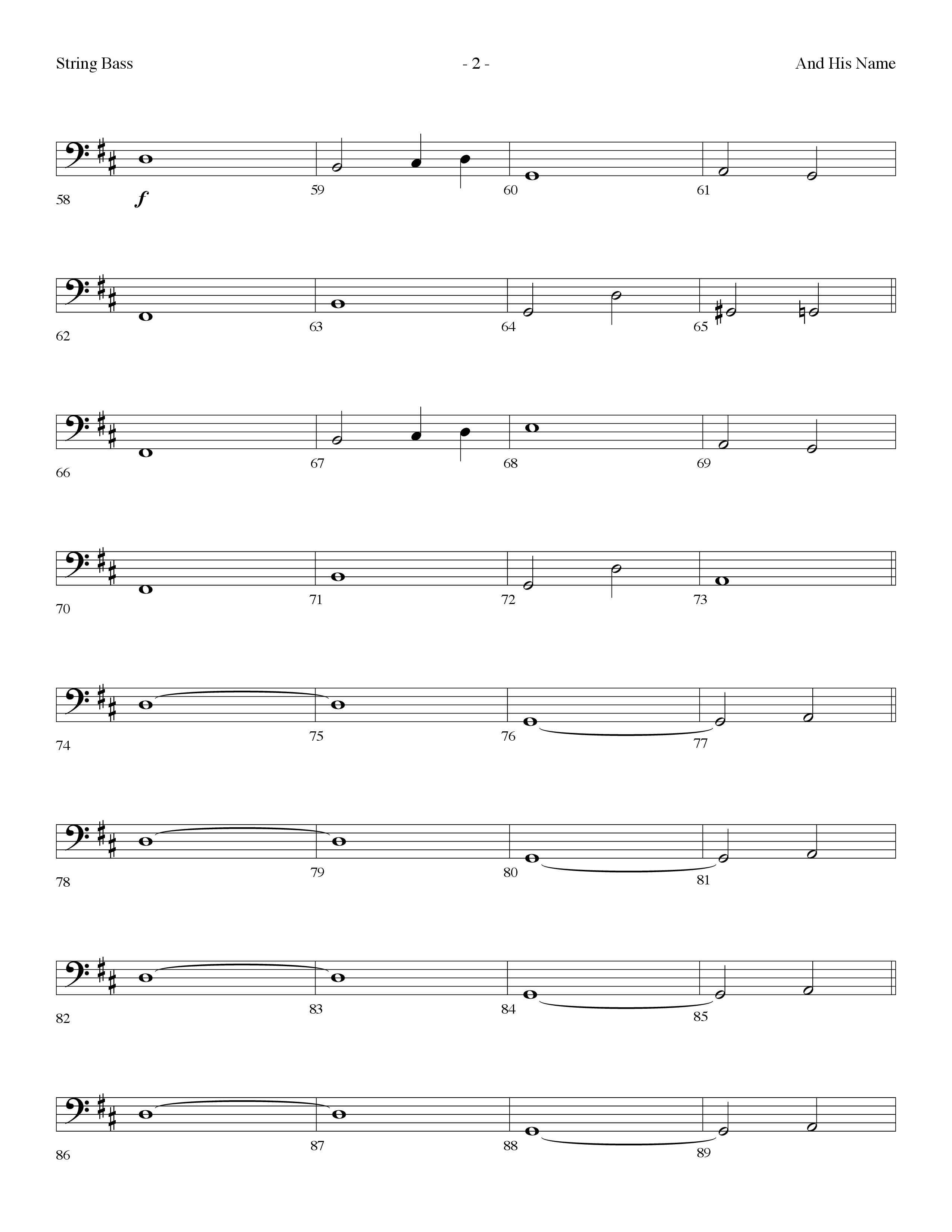 And His Name (Choral Anthem SATB) String Bass (Lifeway Choral / Arr. Dennis Allen)