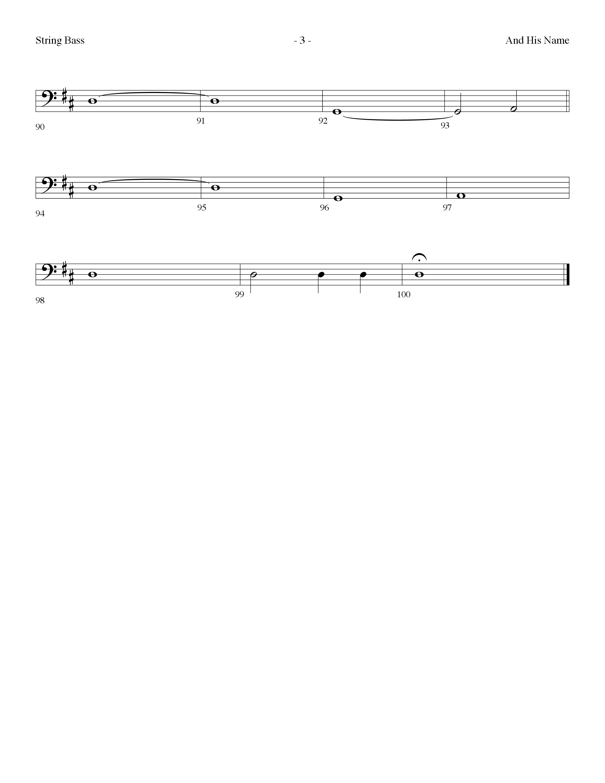 And His Name (Choral Anthem SATB) String Bass (Lifeway Choral / Arr. Dennis Allen)
