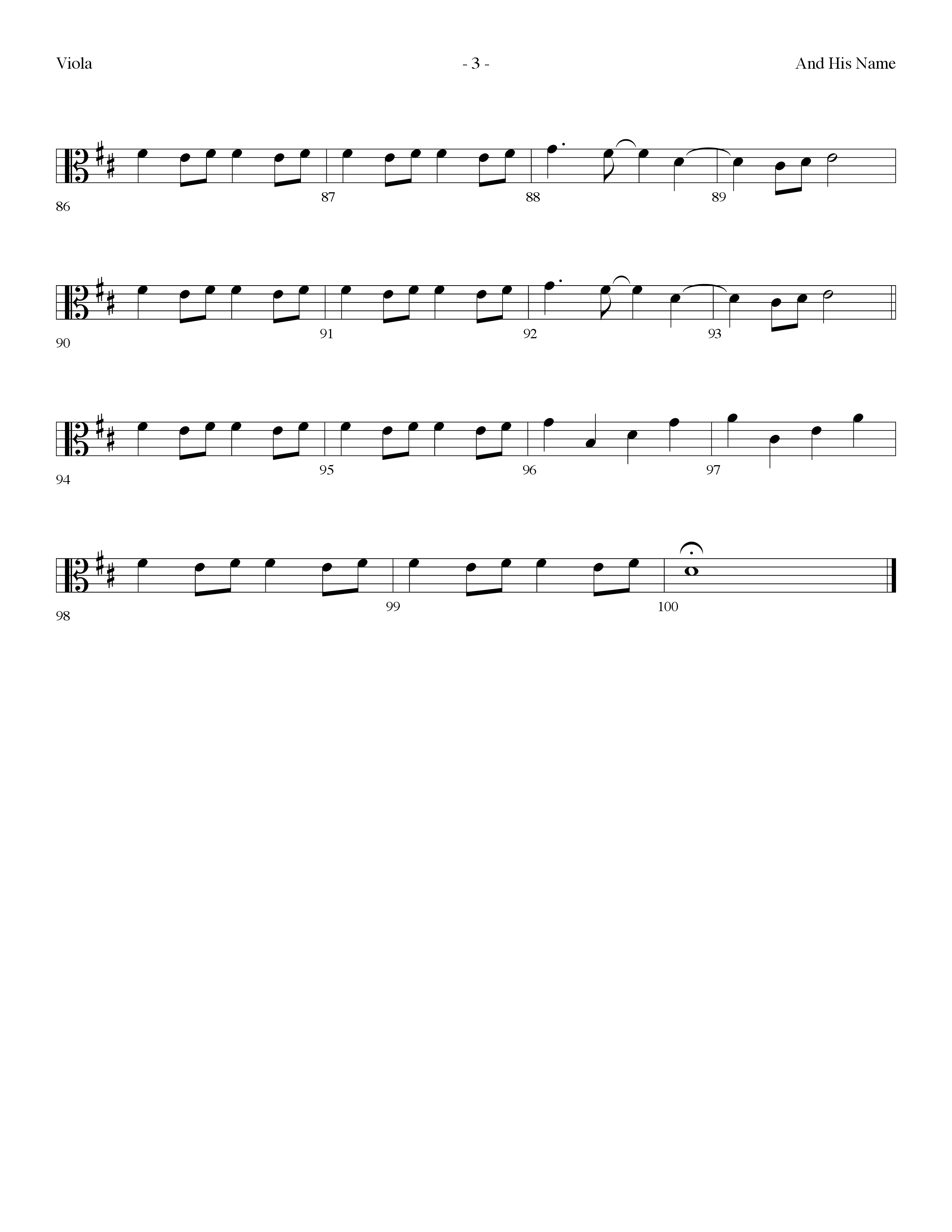 And His Name (Choral Anthem SATB) Viola (Lifeway Choral / Arr. Dennis Allen)