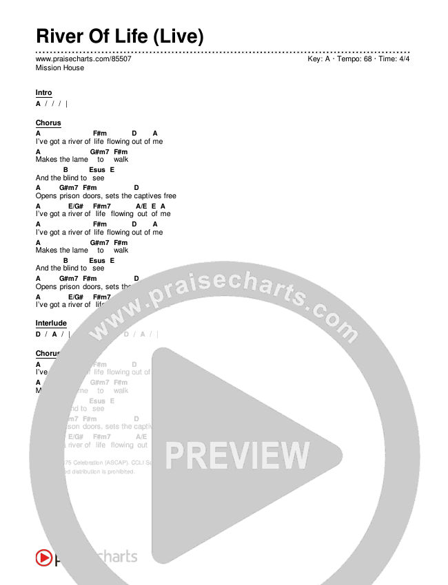 River Of Life (Live) Chord Chart (Mission House)