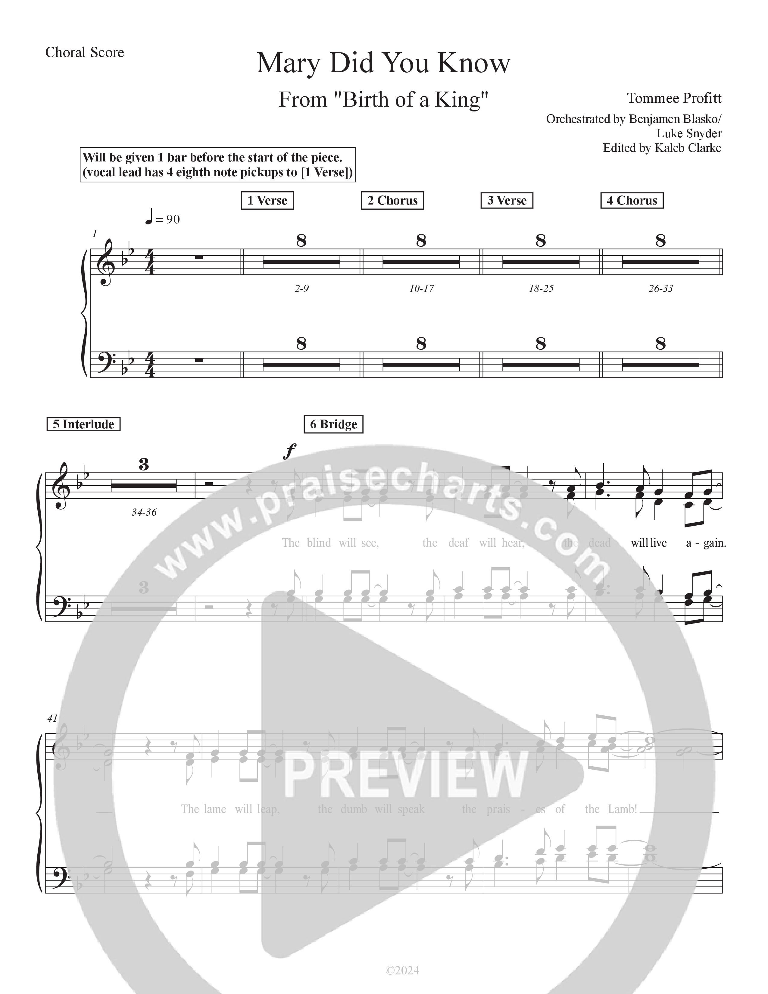 Mary Did You Know (Live) Choir Sheet (SATB) (Tommee Profitt / Jordan Smith)