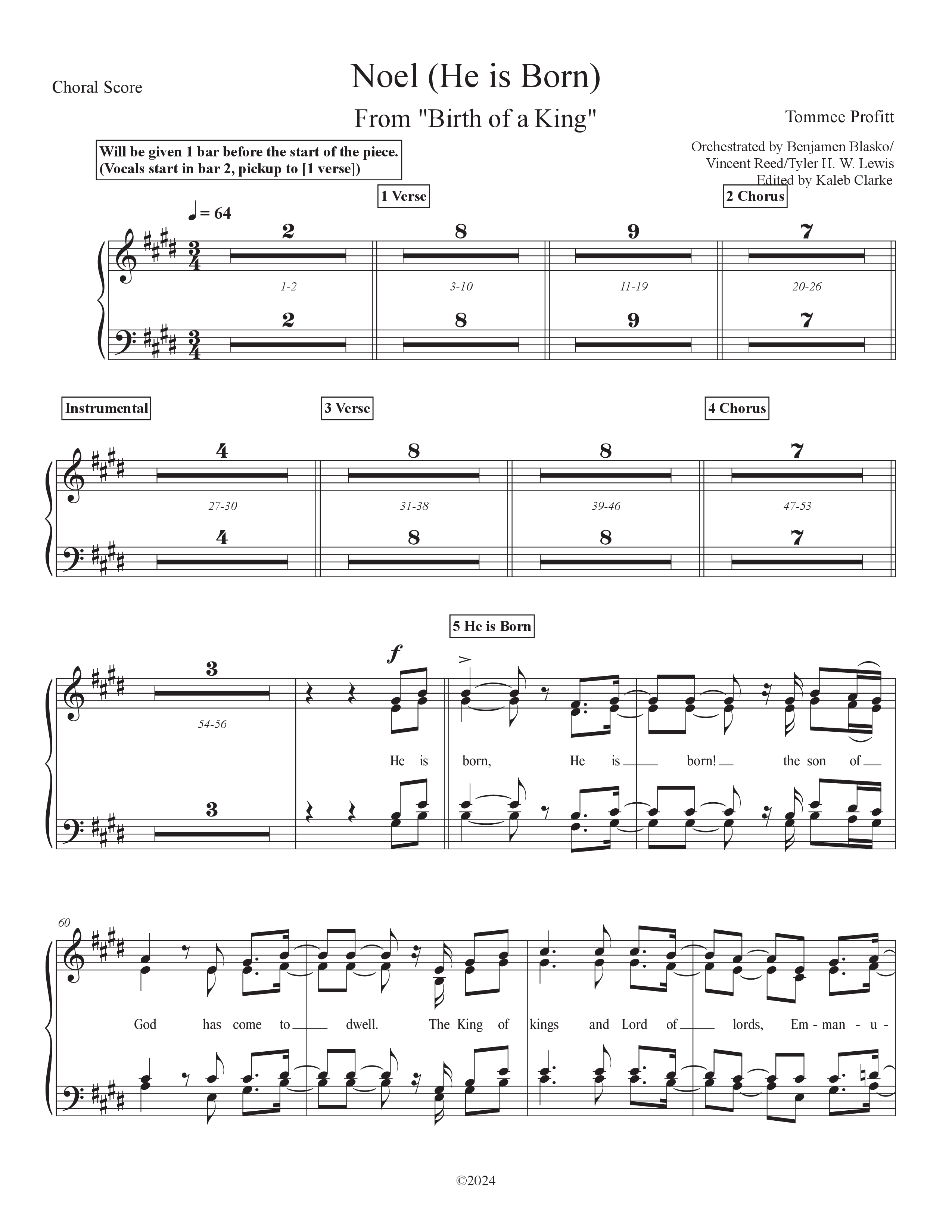 Noel (He Is Born) (Live) Choir Sheet (SATB) (Tommee Profitt / Stanaj)