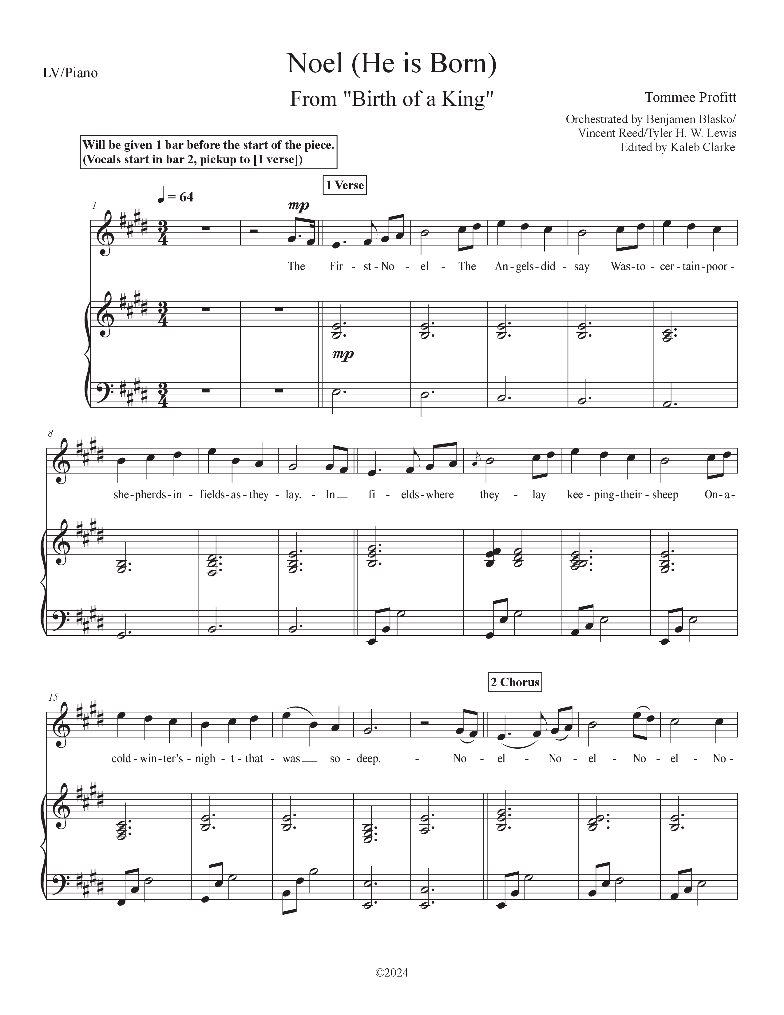 Noel (He Is Born) (Live) Piano/Melody (Tommee Profitt / Stanaj)