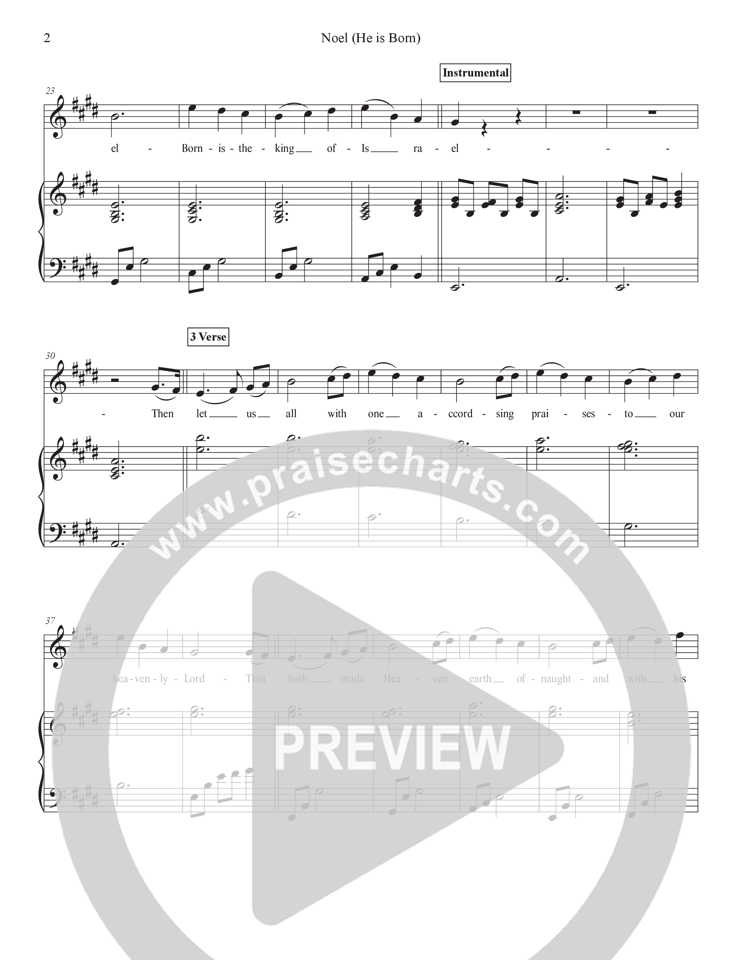 Noel (He Is Born) (Live) Piano/Melody (Tommee Profitt / Stanaj)