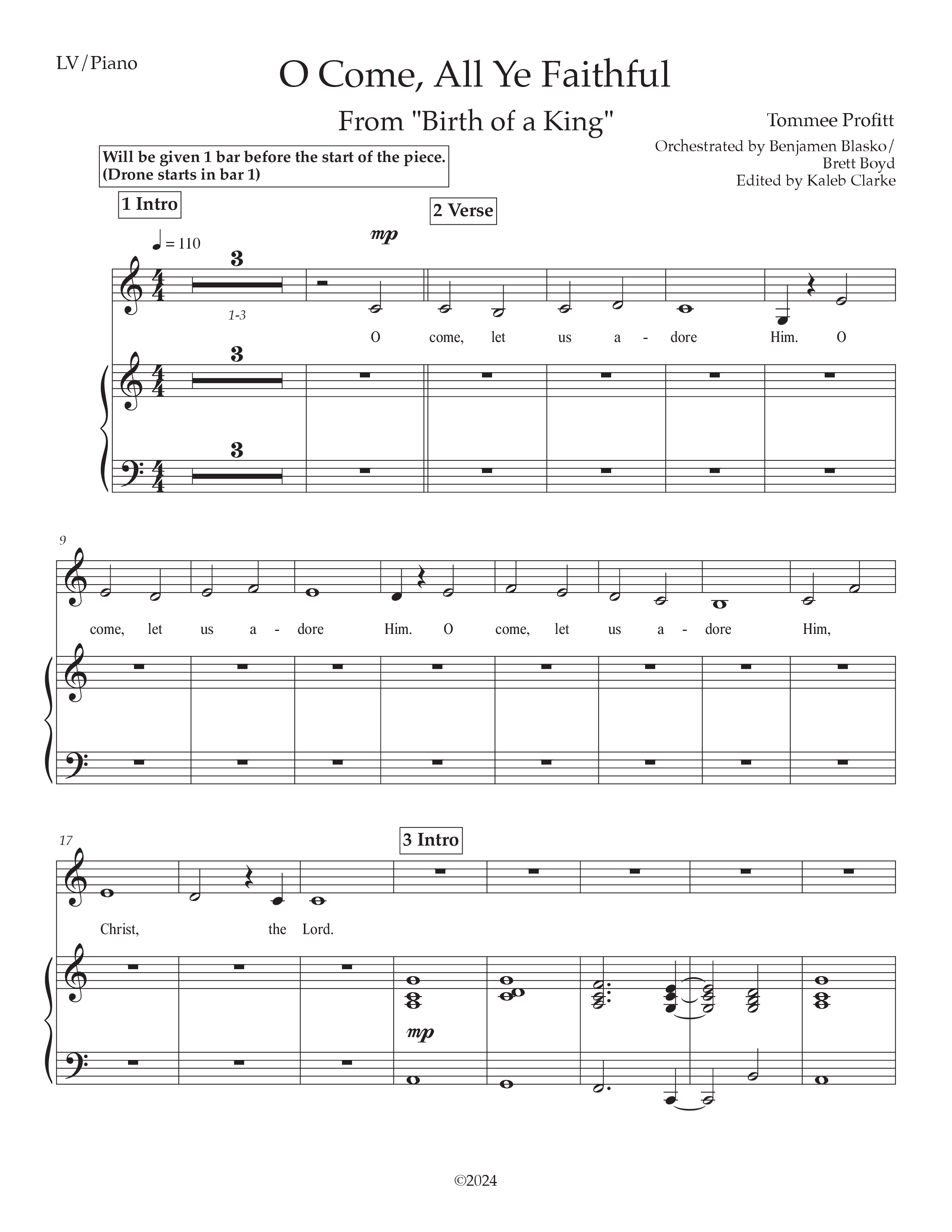 O Come All Ye Faithful (Live) Piano/Melody (Tommee Profitt / Sarah Reeves)