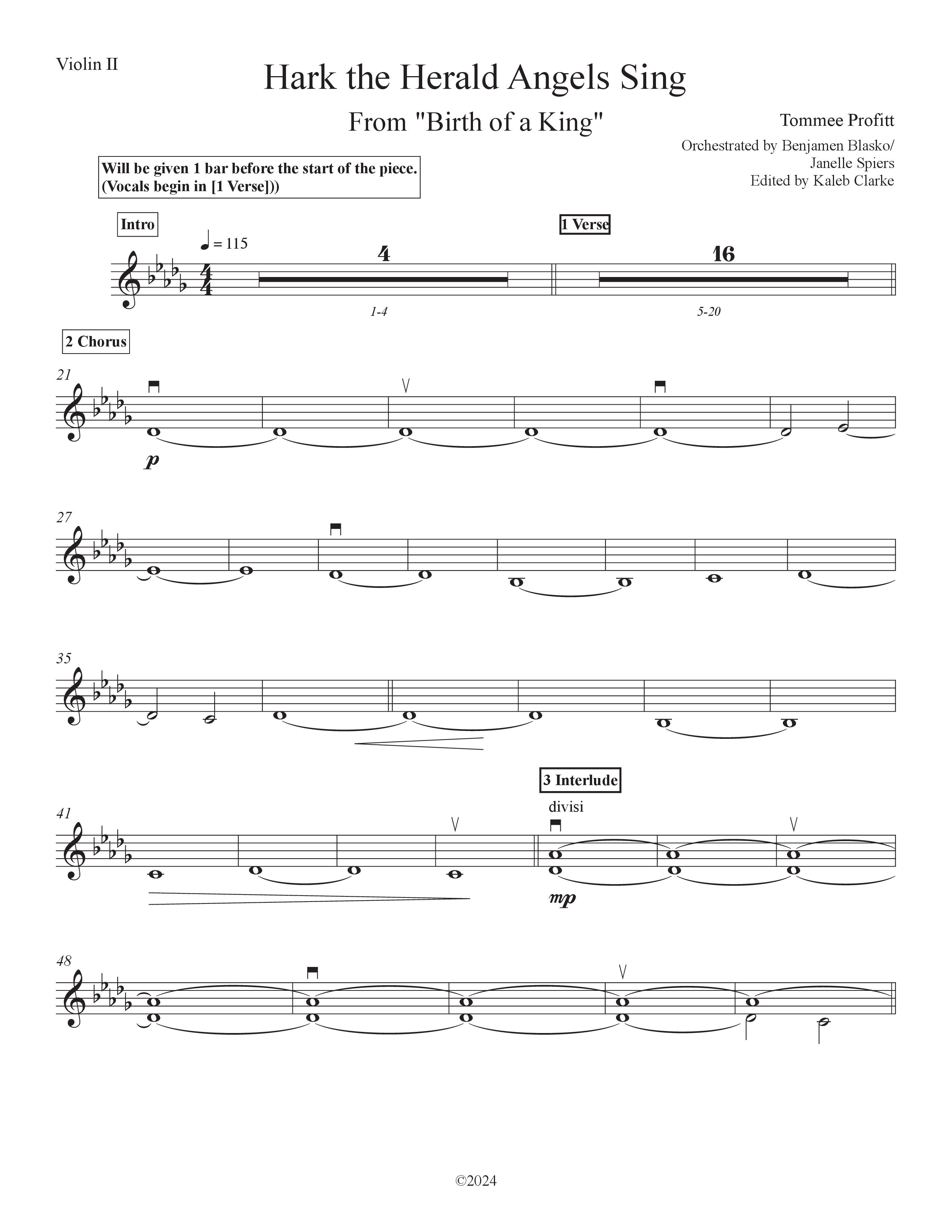 Hark The Herald Angels Sing (Live) Violin 2 (Tommee Profitt / DOE)