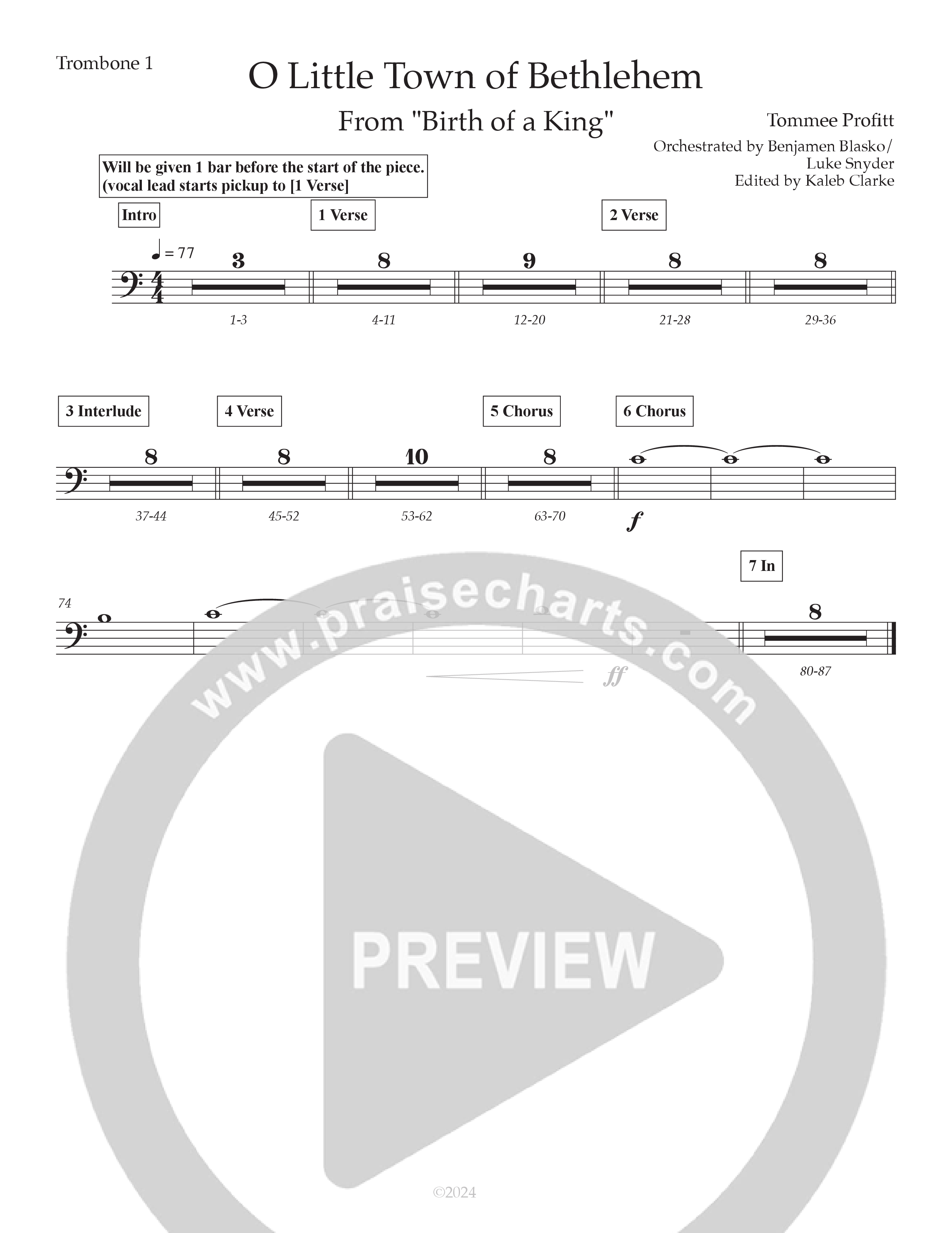 O Little Town Of Bethlehem (Live) Trombone 1 (Tommee Profitt / Rachael Lampa)