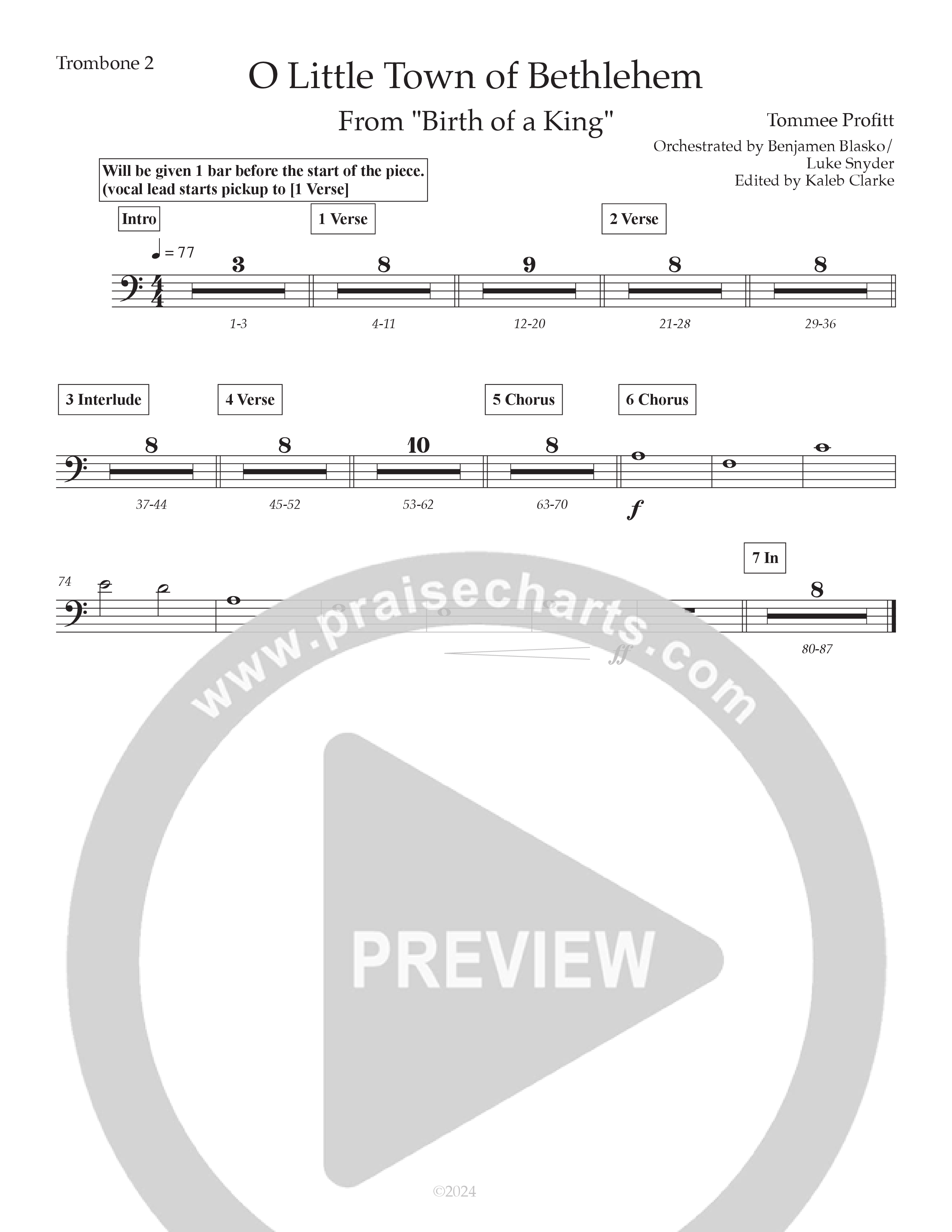 O Little Town Of Bethlehem (Live) Trombone 2 (Tommee Profitt / Rachael Lampa)