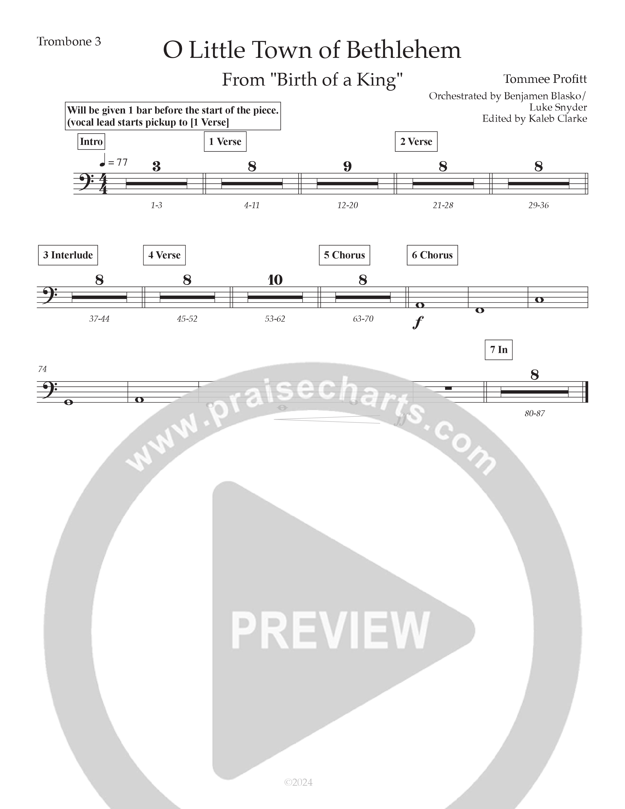 O Little Town Of Bethlehem (Live) Trombone 3 (Tommee Profitt / Rachael Lampa)
