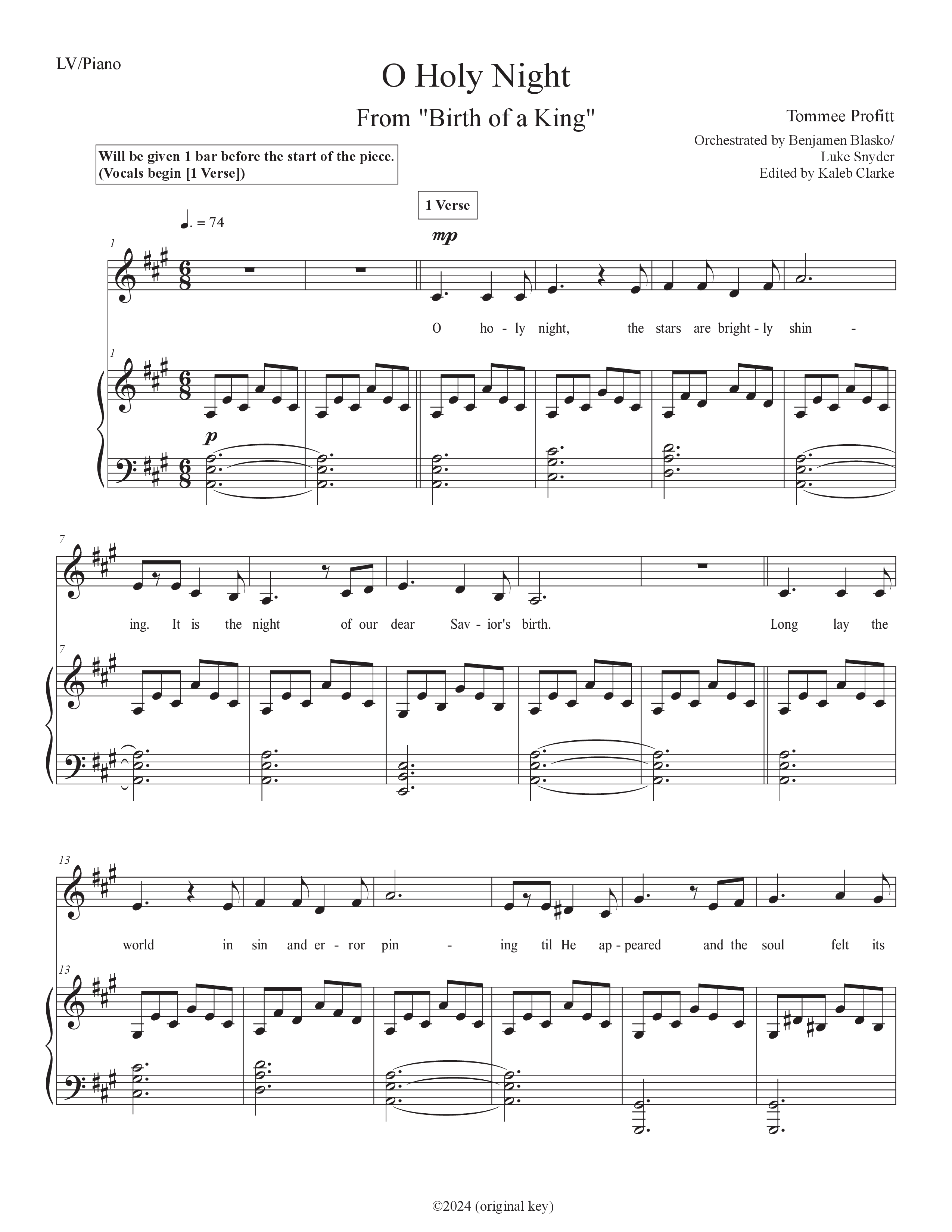 O Holy Night (Live) Piano/Melody (Tommee Profitt / SVRCINA / Tauren Wells)