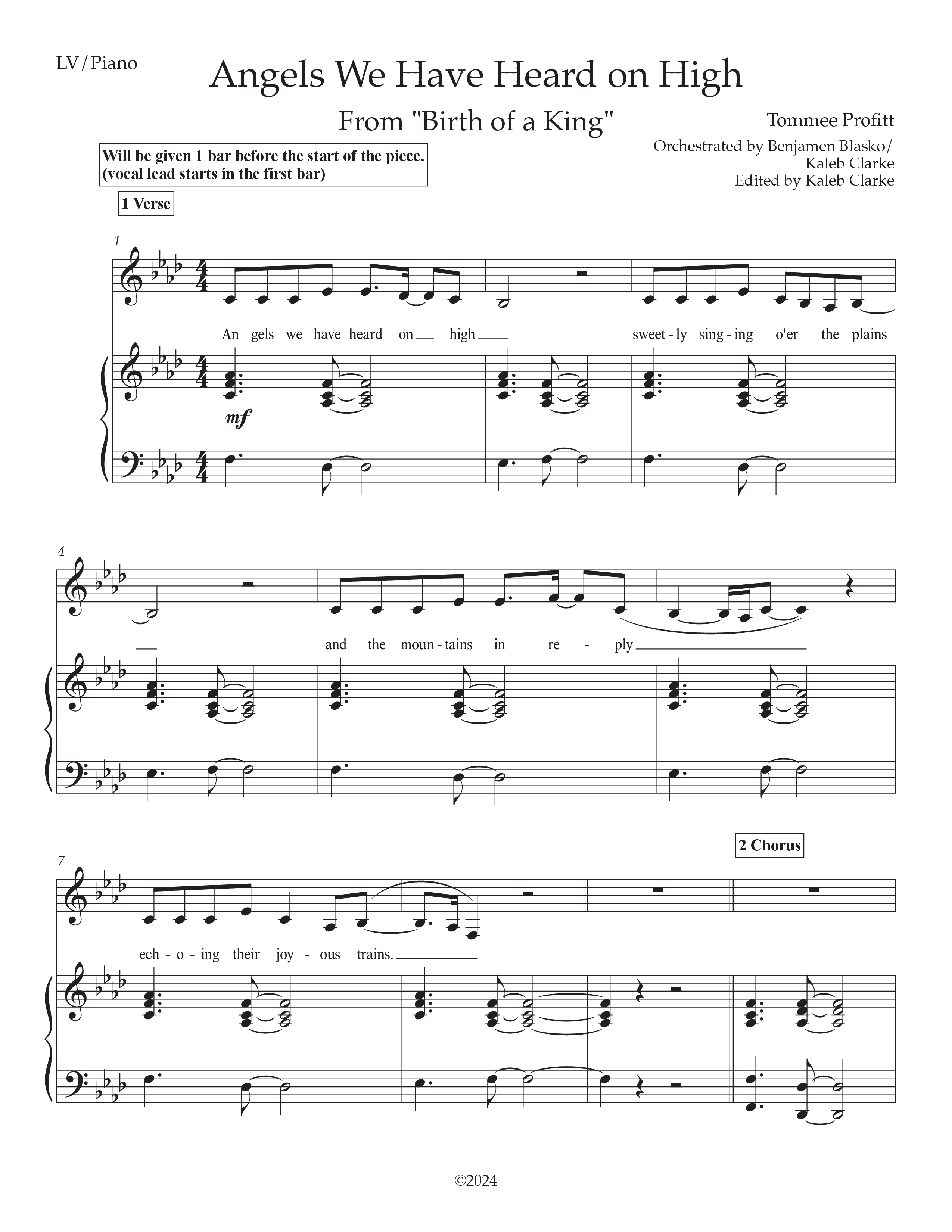 Angels We Have Heard On High (Live) Piano/Melody (Tommee Profitt / Nicole Serrano / Steven Malcolm)