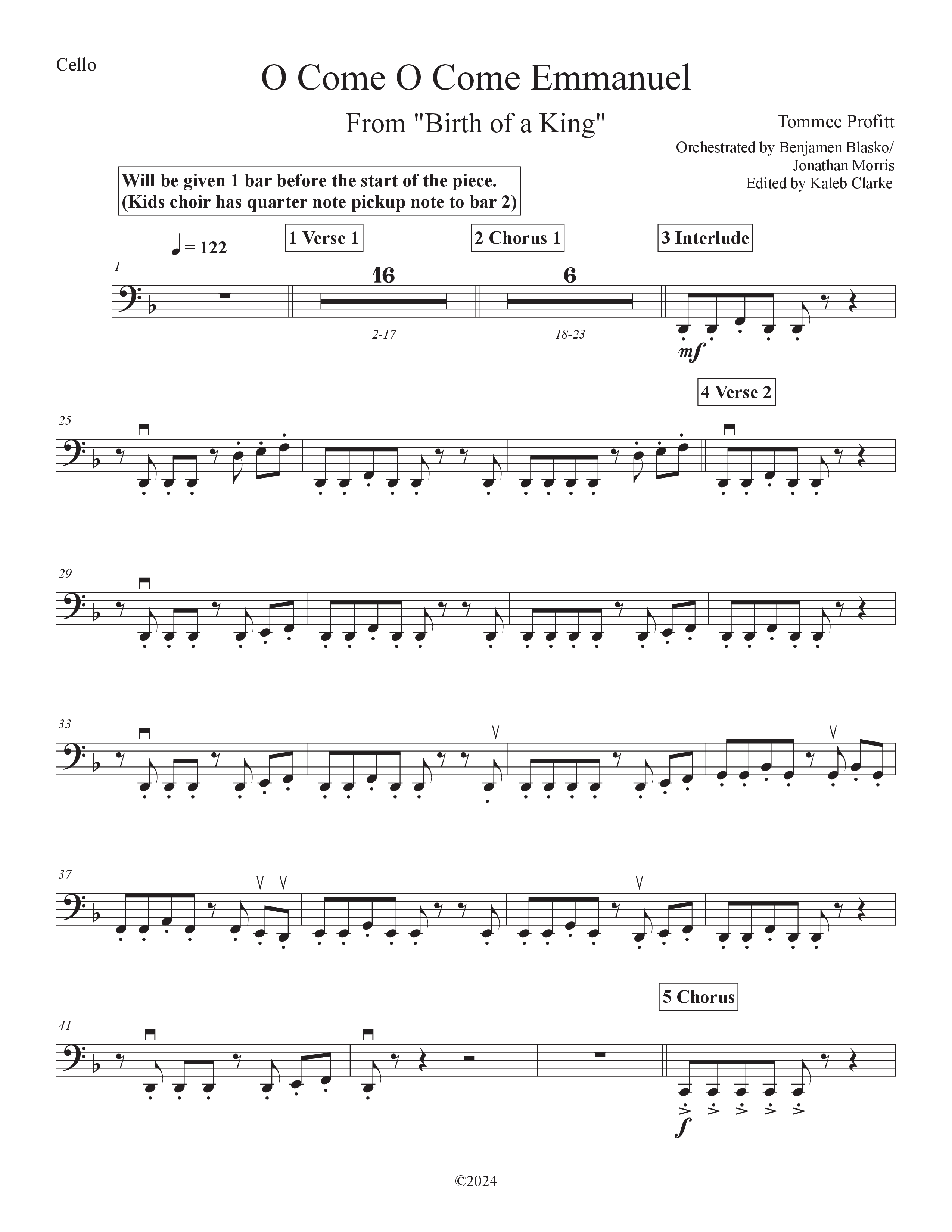 O Come O Come Emmanuel (Live) Cello (Tommee Profitt)