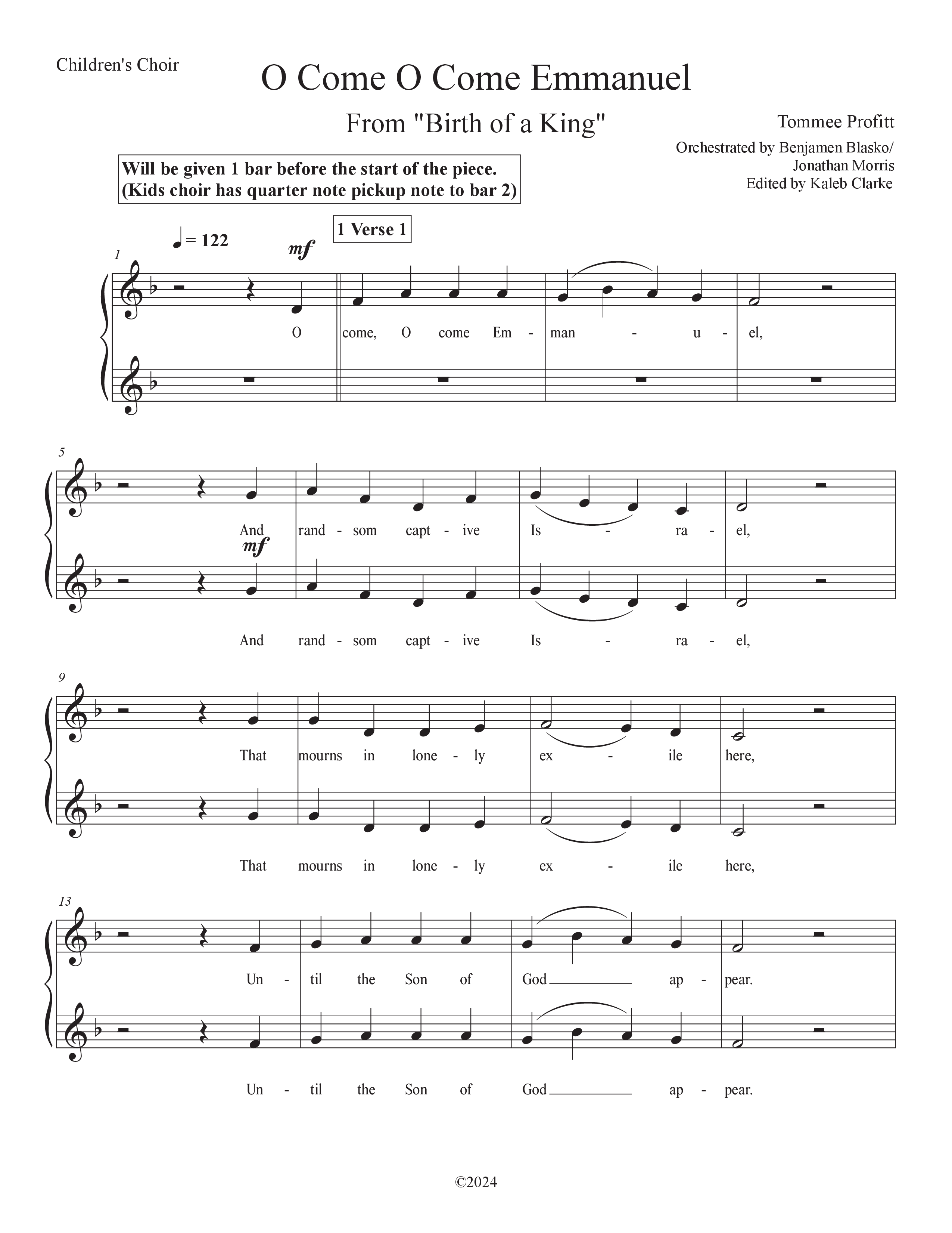 O Come O Come Emmanuel (Live) Choir Sheet (SATB) (Tommee Profitt)