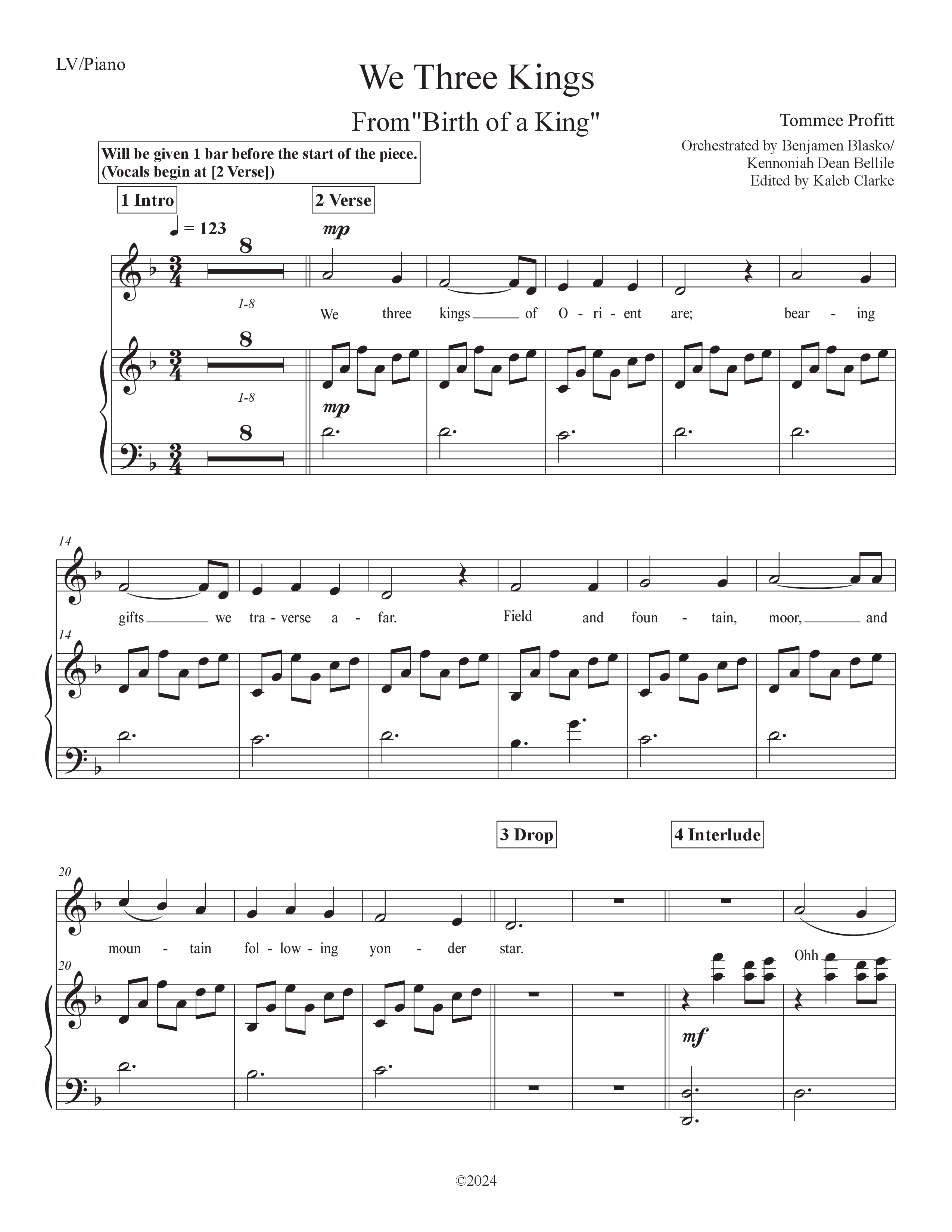 We Three Kings (Live) Piano/Melody (Tommee Profitt / Colton Dixon / Hollyn)