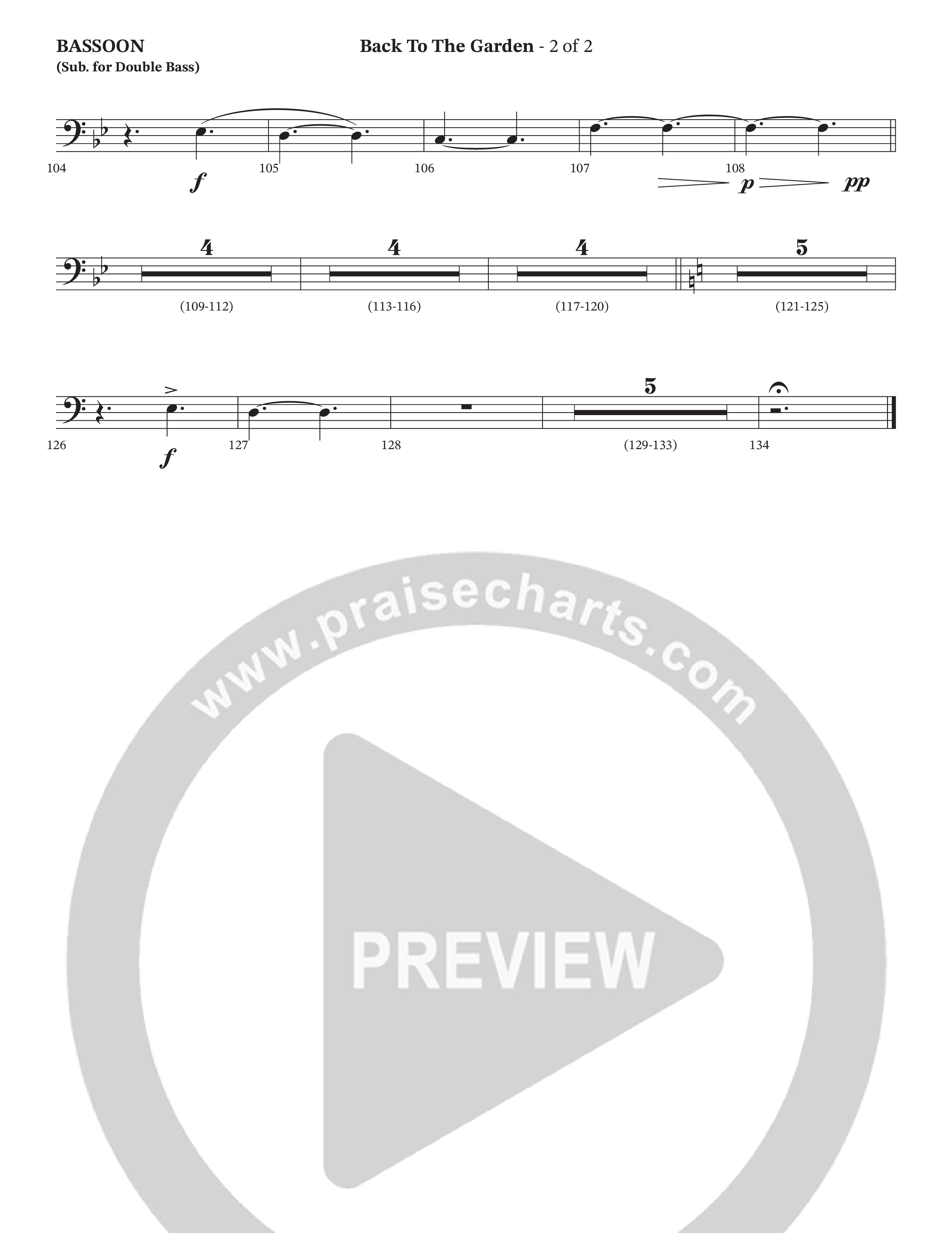 Back To The Garden (Choral Anthem SATB) Bassoon (The Erwins / Arr. Cliff Duren / Arr. Wayne Haun)