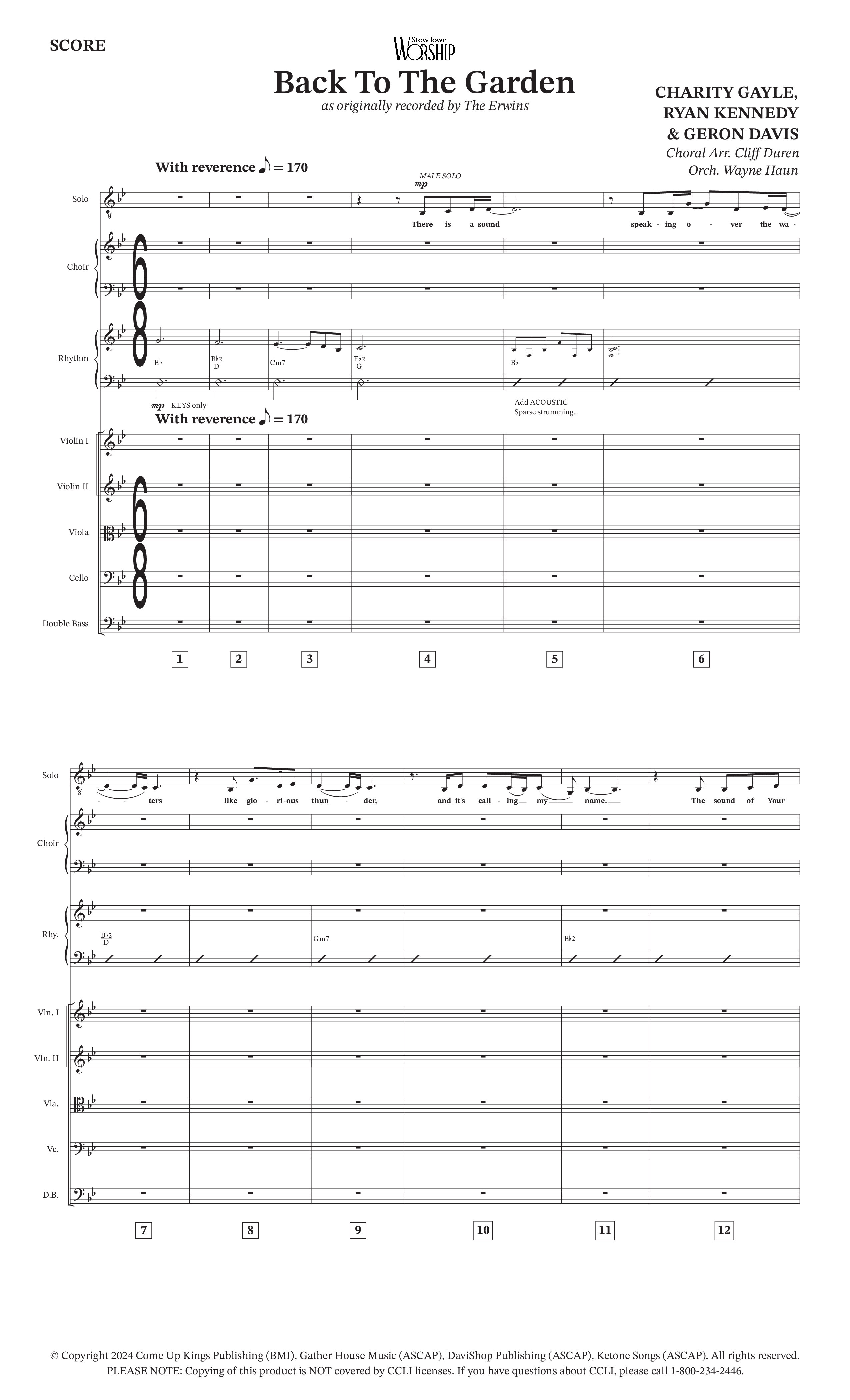 Back To The Garden (Choral Anthem SATB) Conductor's Score (The Erwins / Arr. Cliff Duren / Arr. Wayne Haun)