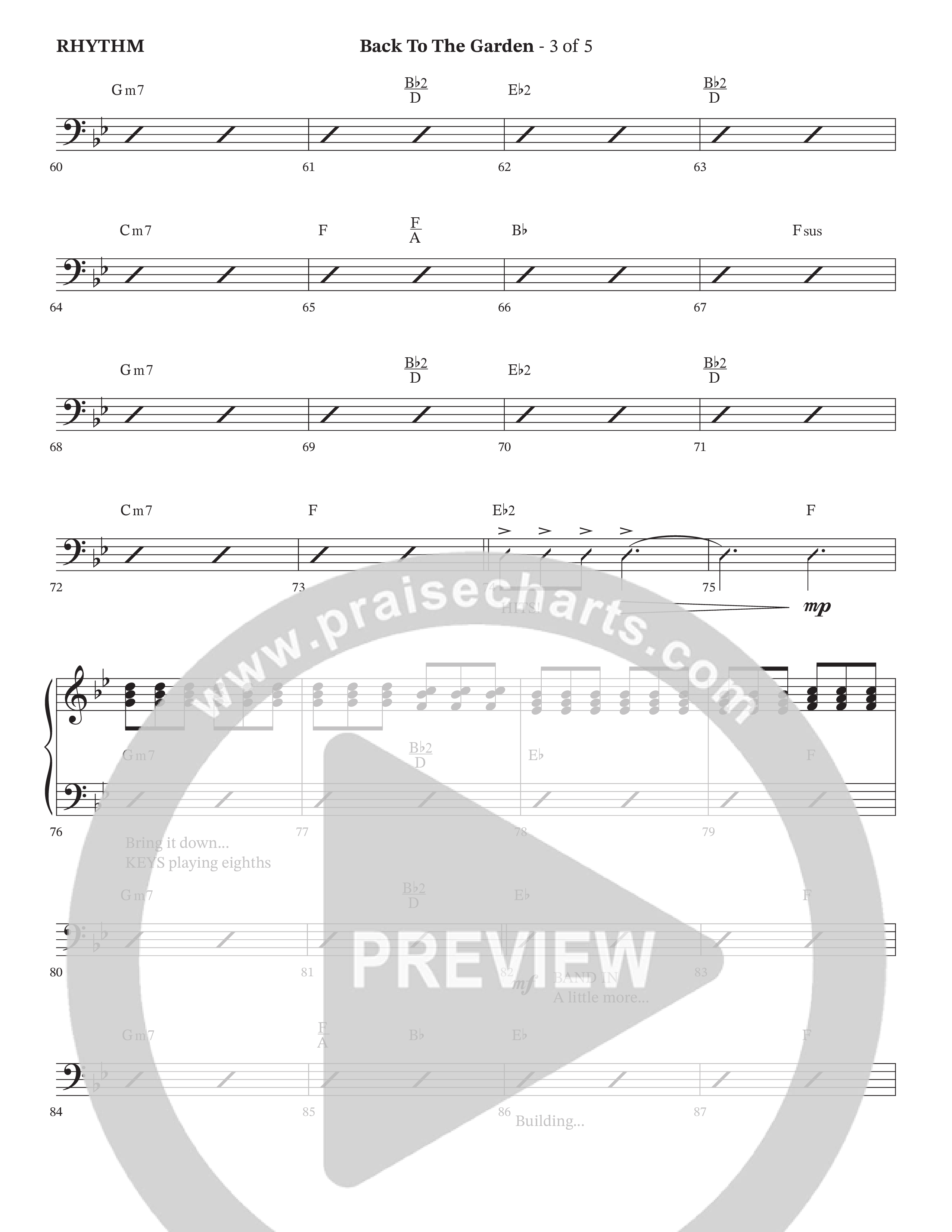 Back To The Garden (Choral Anthem SATB) Rhythm Chart (The Erwins / Arr. Cliff Duren / Arr. Wayne Haun)