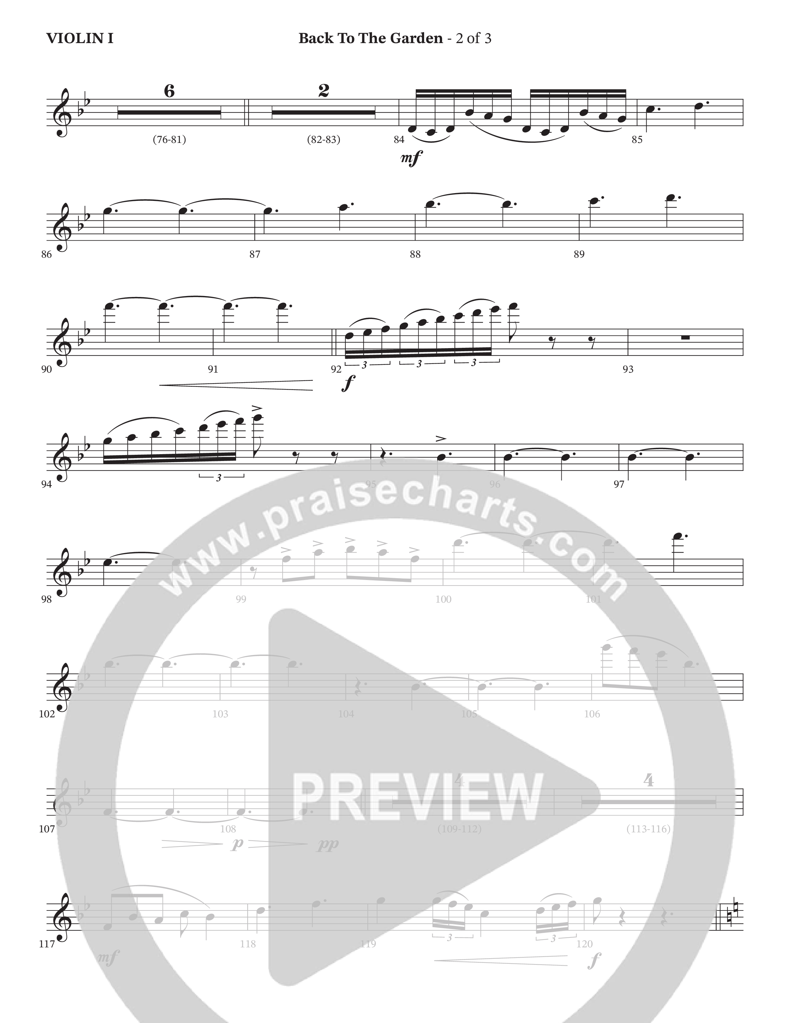 Back To The Garden (Choral Anthem SATB) Violin 1 (The Erwins / Arr. Cliff Duren / Arr. Wayne Haun)
