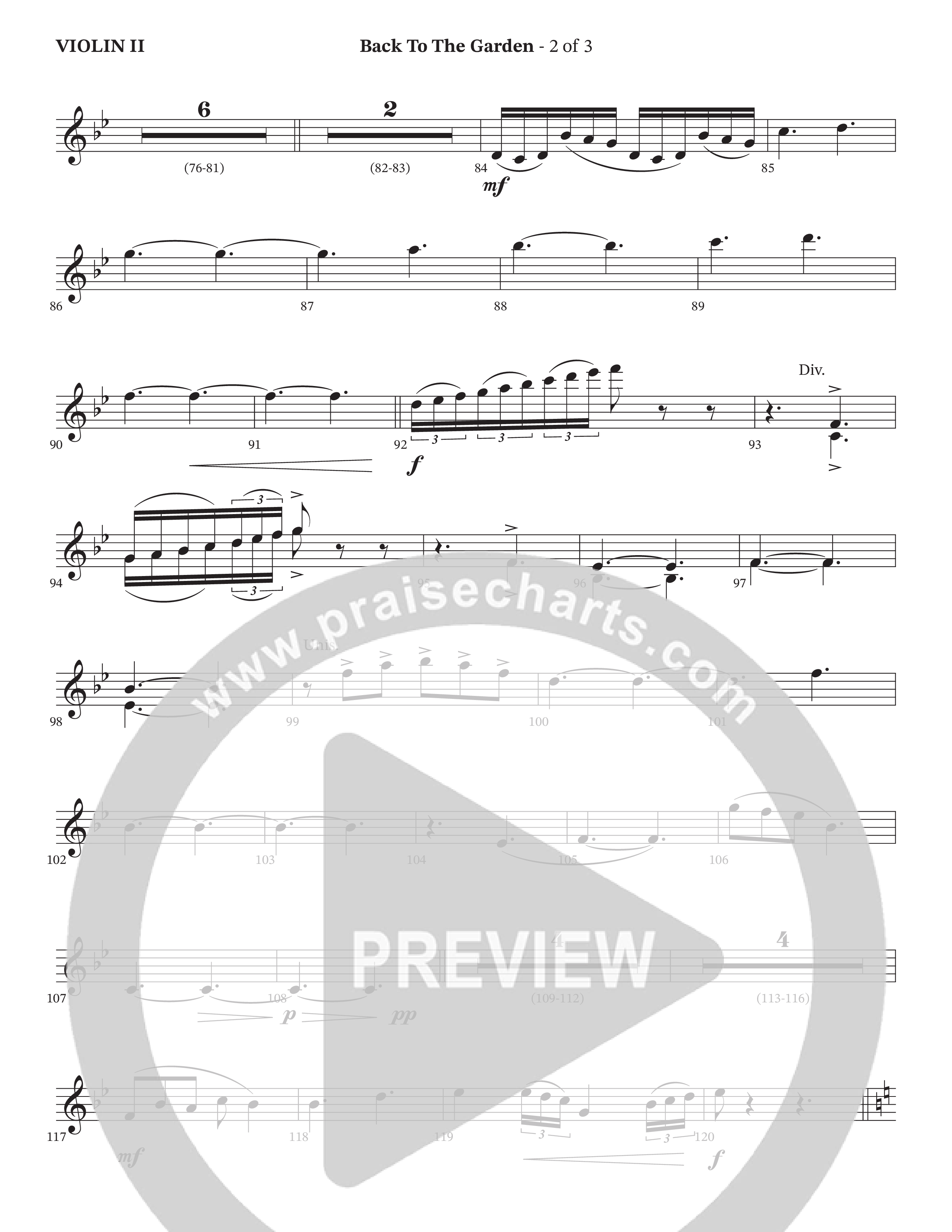 Back To The Garden (Choral Anthem SATB) Violin 2 (The Erwins / Arr. Cliff Duren / Arr. Wayne Haun)