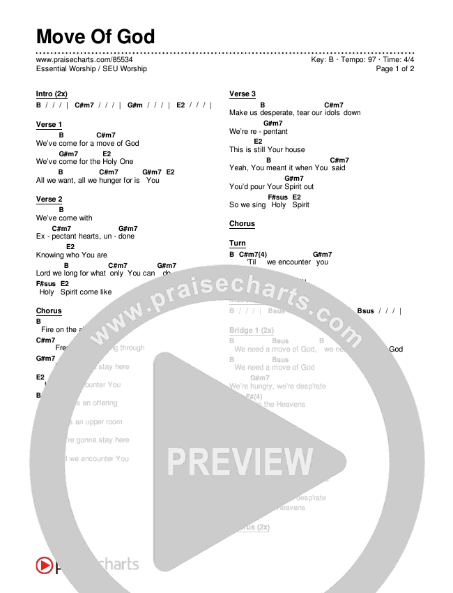 Move Of God Chords & Lyrics (SEU Worship / Essential Worship)