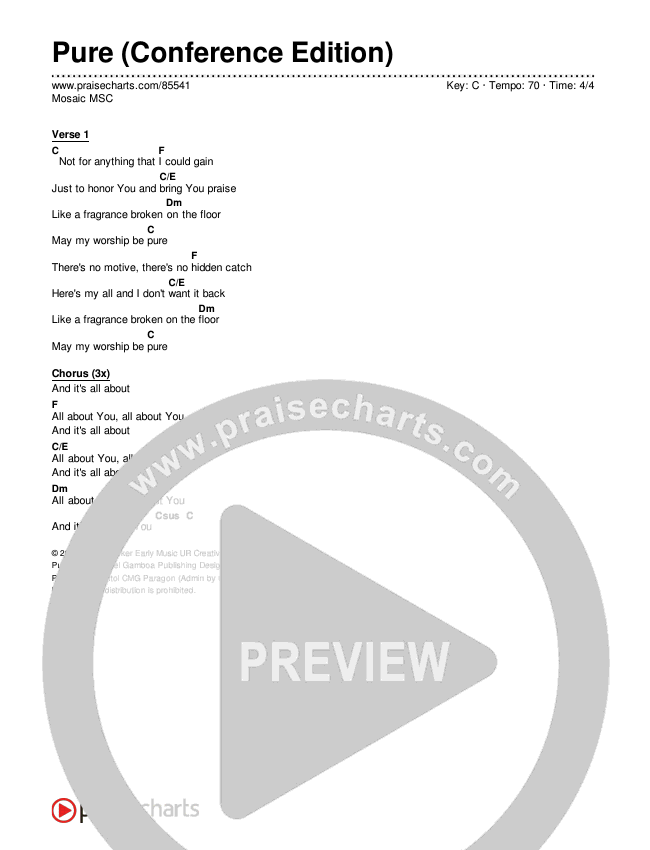 Pure (Conference Edition) Chords & Lyrics (Mosaic MSC)