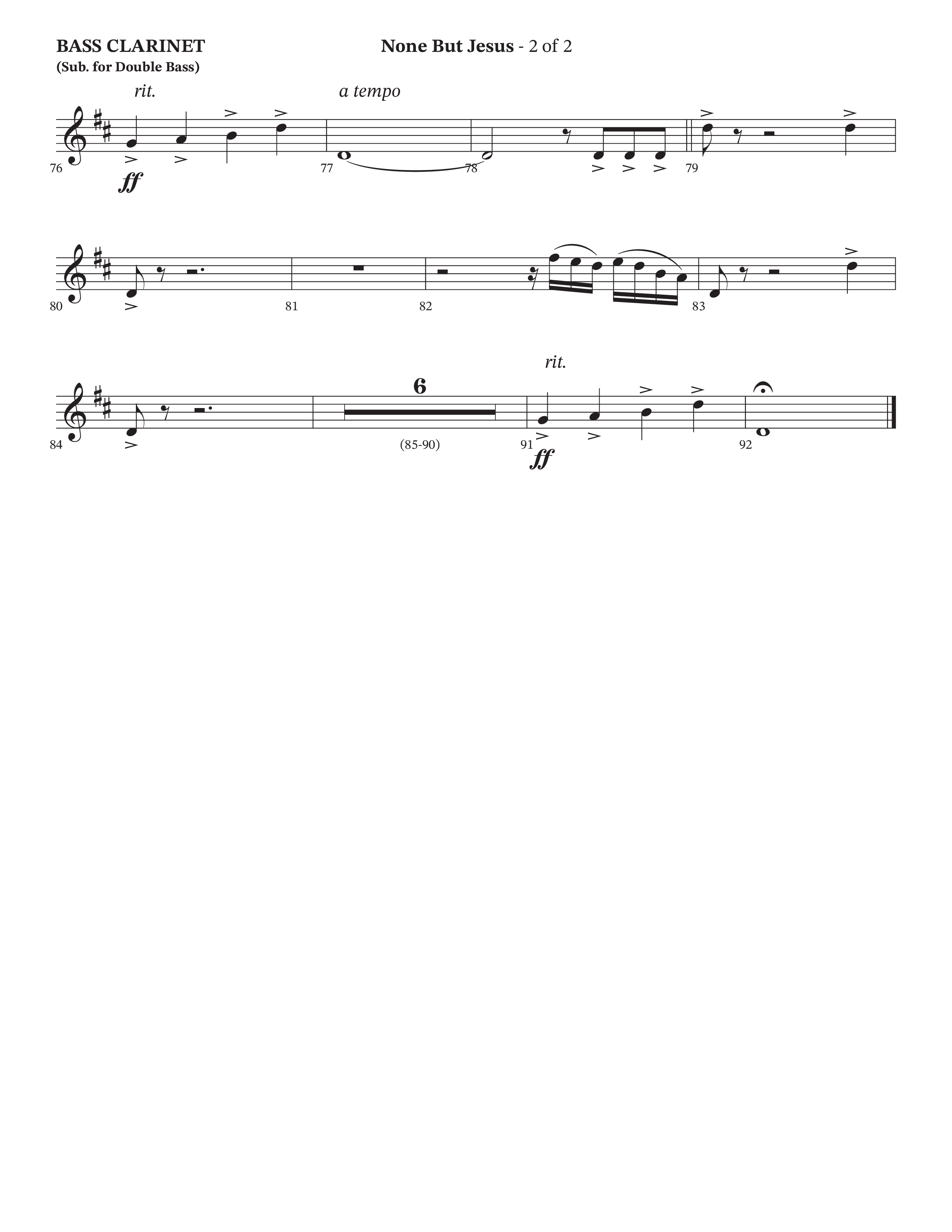 None But Jesus (Choral Anthem SATB) Bass Clarinet (Arr. Cliff Duren / Orch. Wayne Haun / The Erwins)