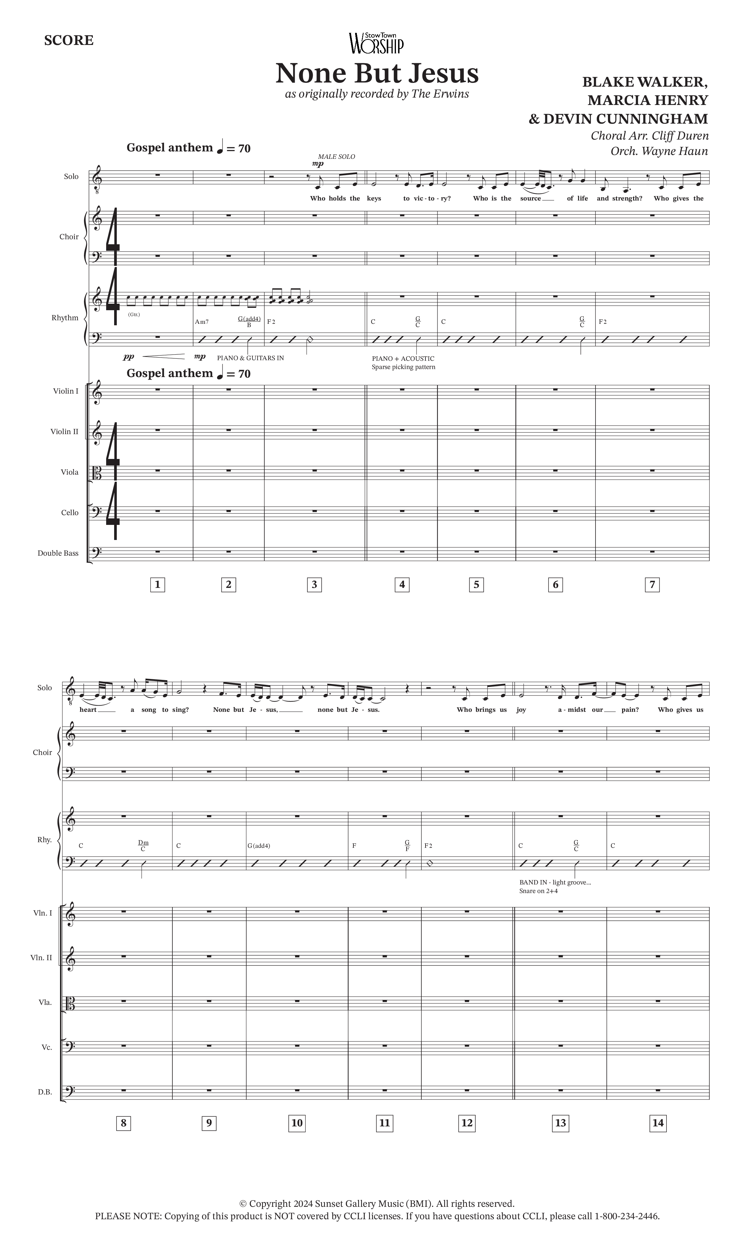 None But Jesus (Choral Anthem SATB) Orchestration (Arr. Cliff Duren / Orch. Wayne Haun / The Erwins)