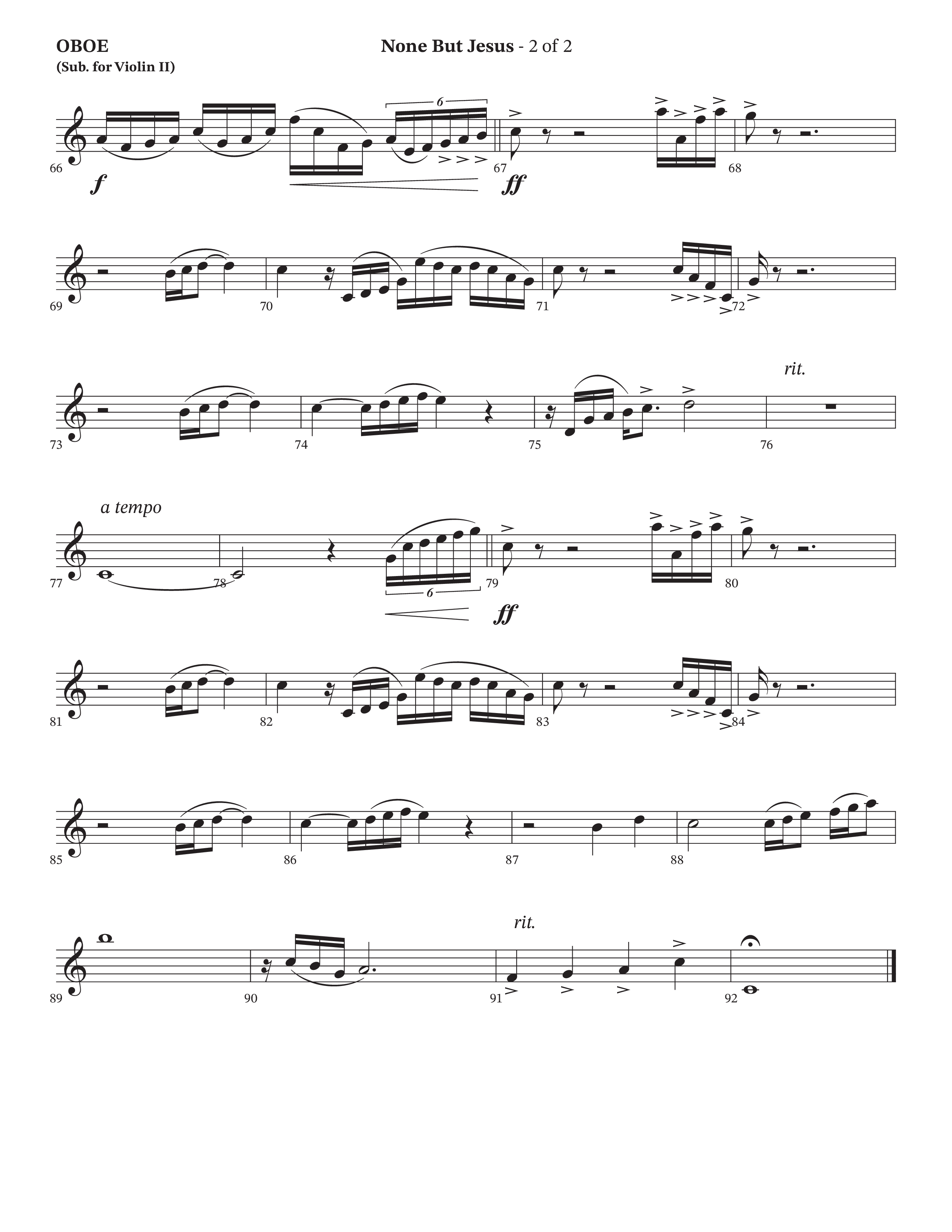 None But Jesus (Choral Anthem SATB) Oboe (Arr. Cliff Duren / Orch. Wayne Haun / The Erwins)