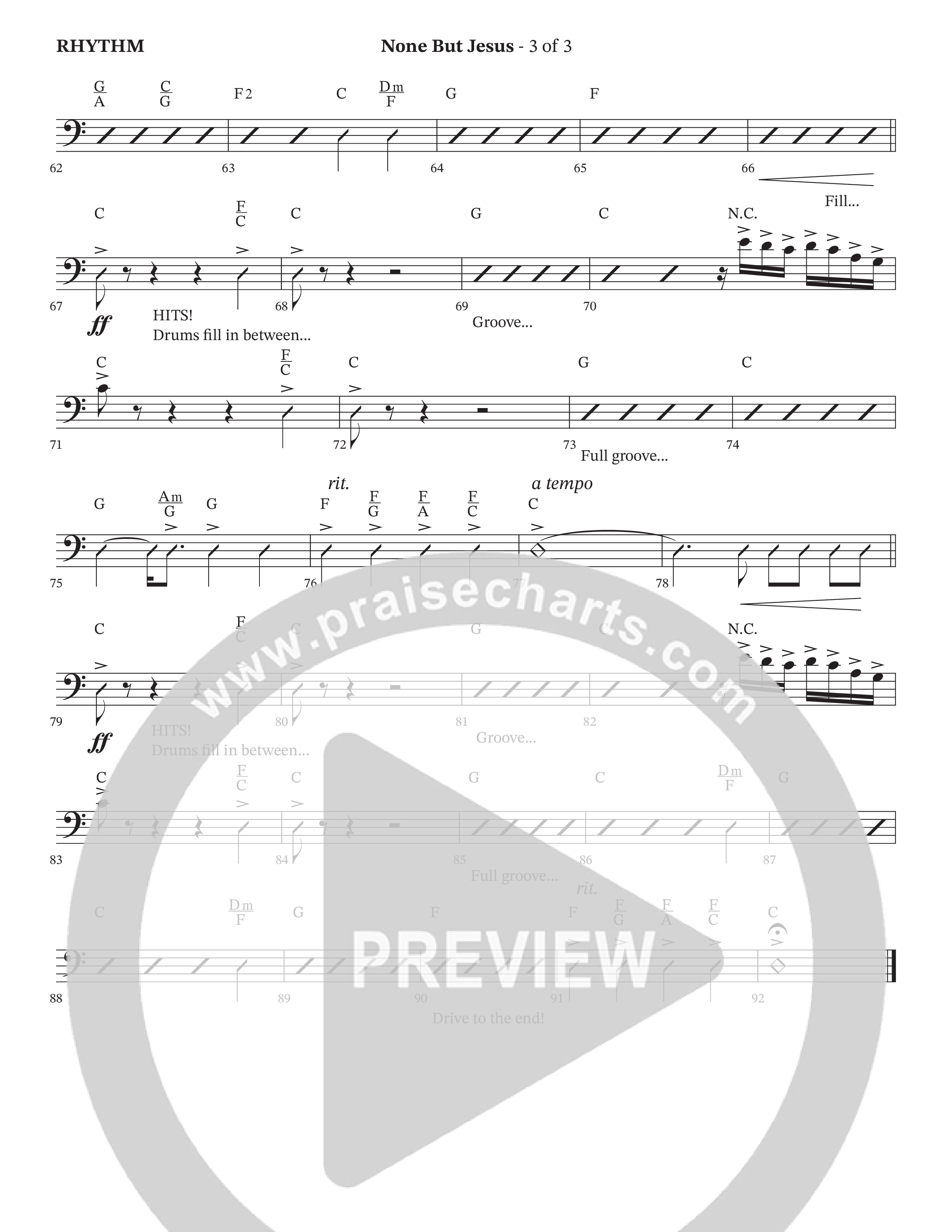 None But Jesus (Choral Anthem SATB) Rhythm Chart (Arr. Cliff Duren / Orch. Wayne Haun / The Erwins)