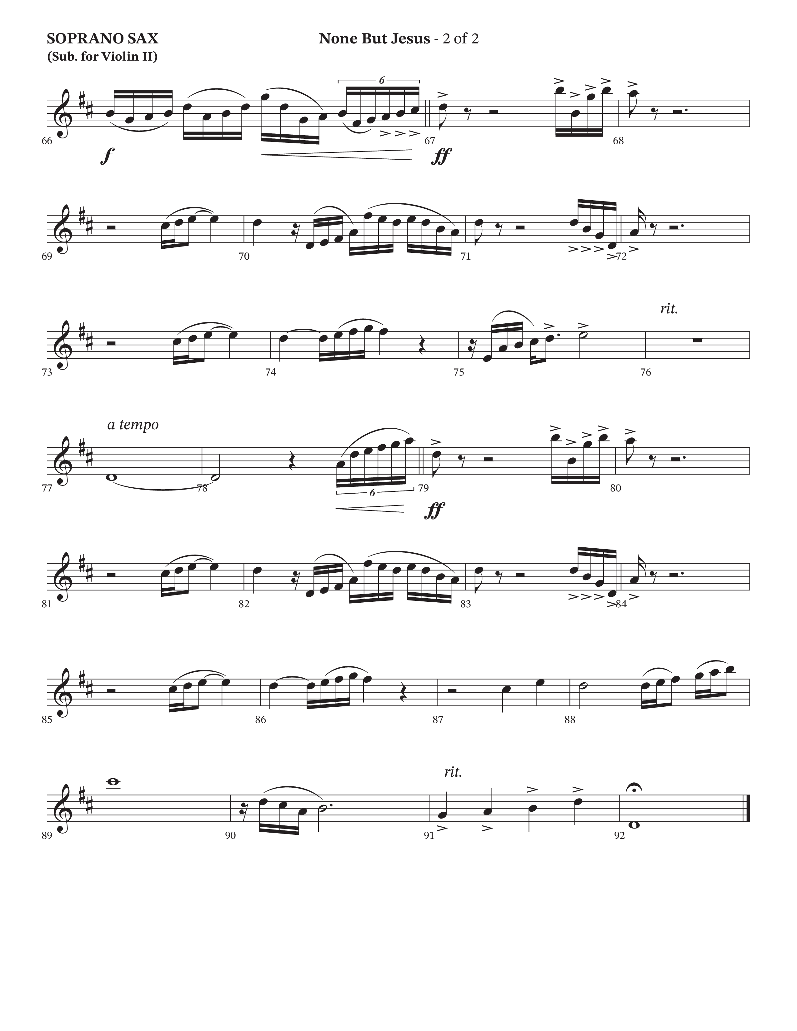 None But Jesus (Choral Anthem SATB) Soprano Sax (Arr. Cliff Duren / Orch. Wayne Haun / The Erwins)