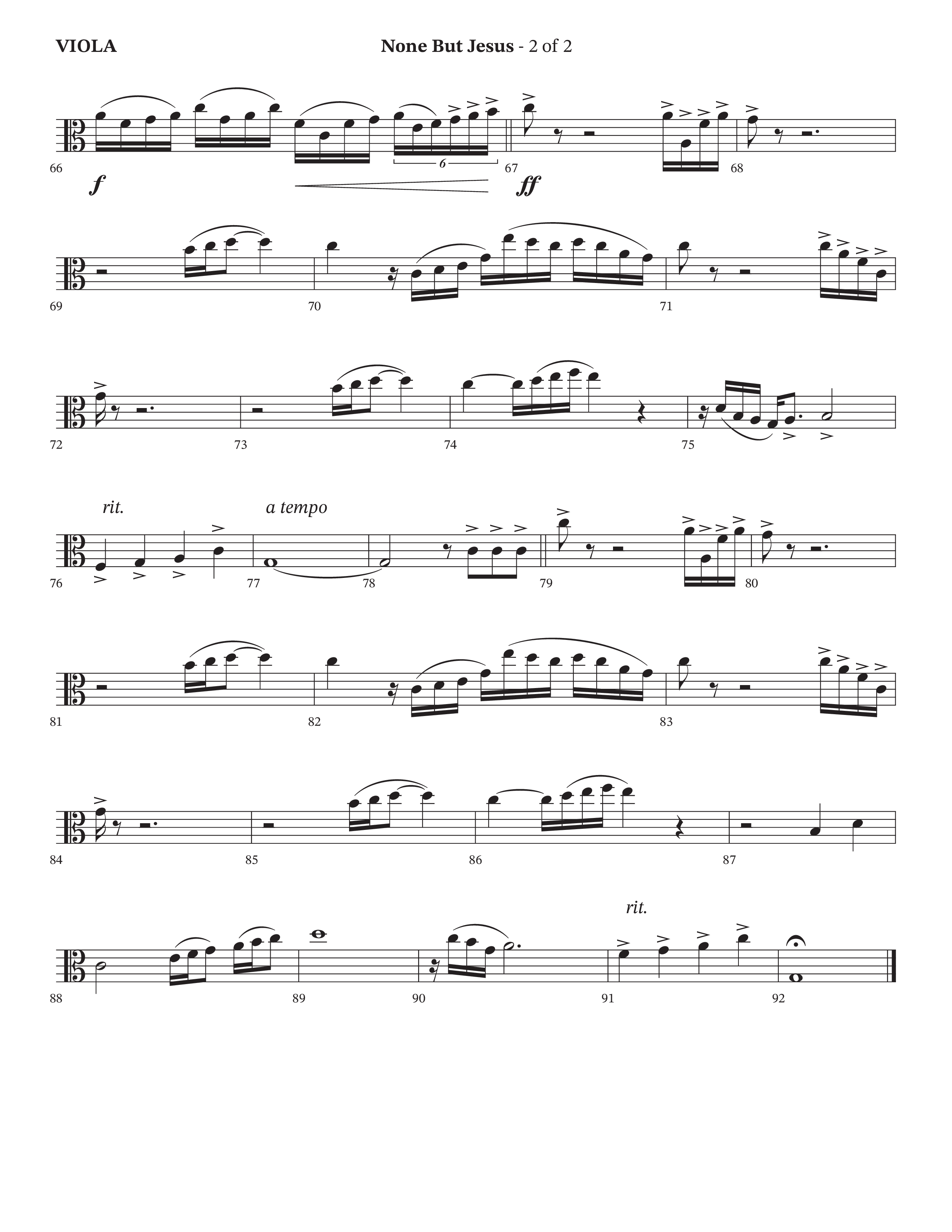 None But Jesus (Choral Anthem SATB) Viola (Arr. Cliff Duren / Orch. Wayne Haun / The Erwins)