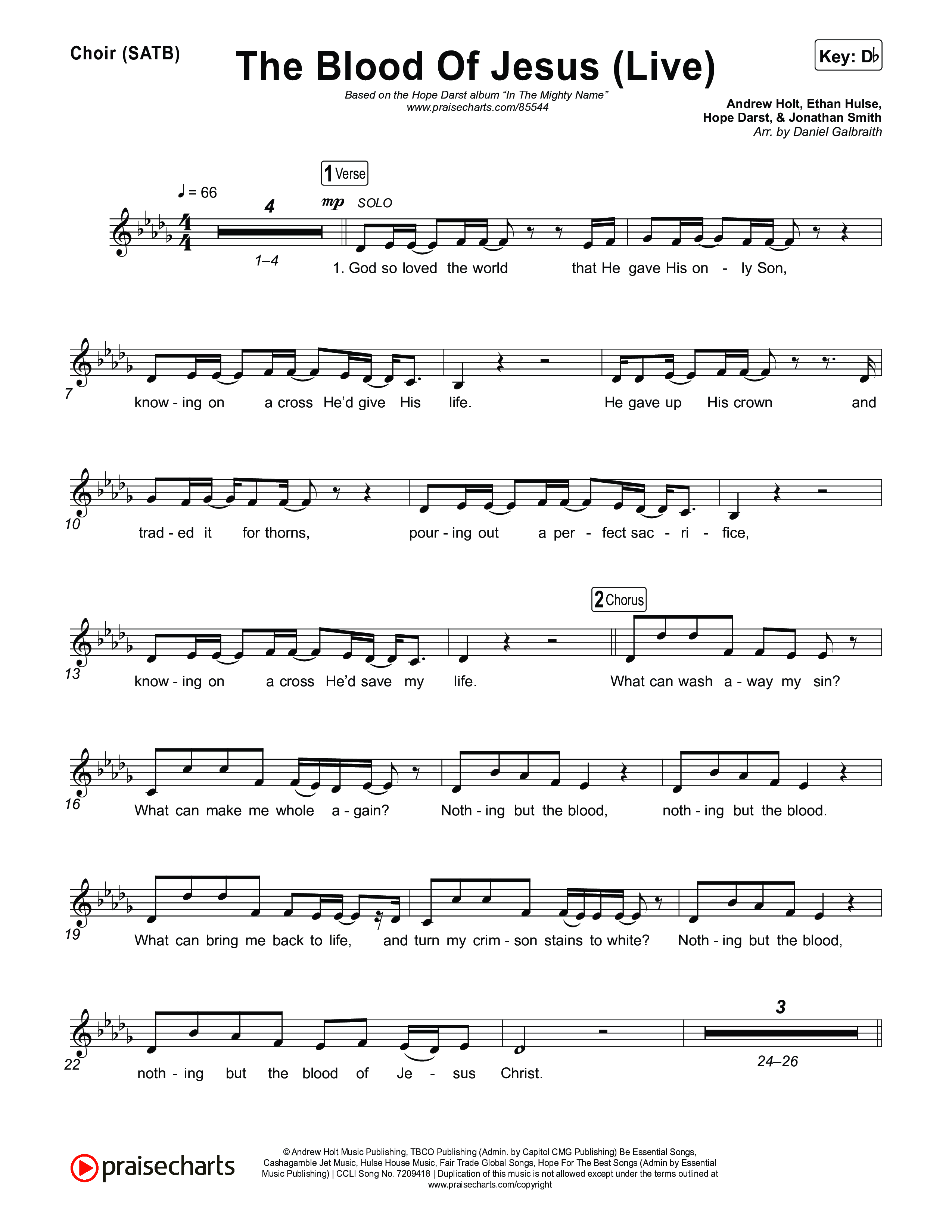 The Blood Of Jesus (Live) Choir Sheet (SATB) (Hope Darst)
