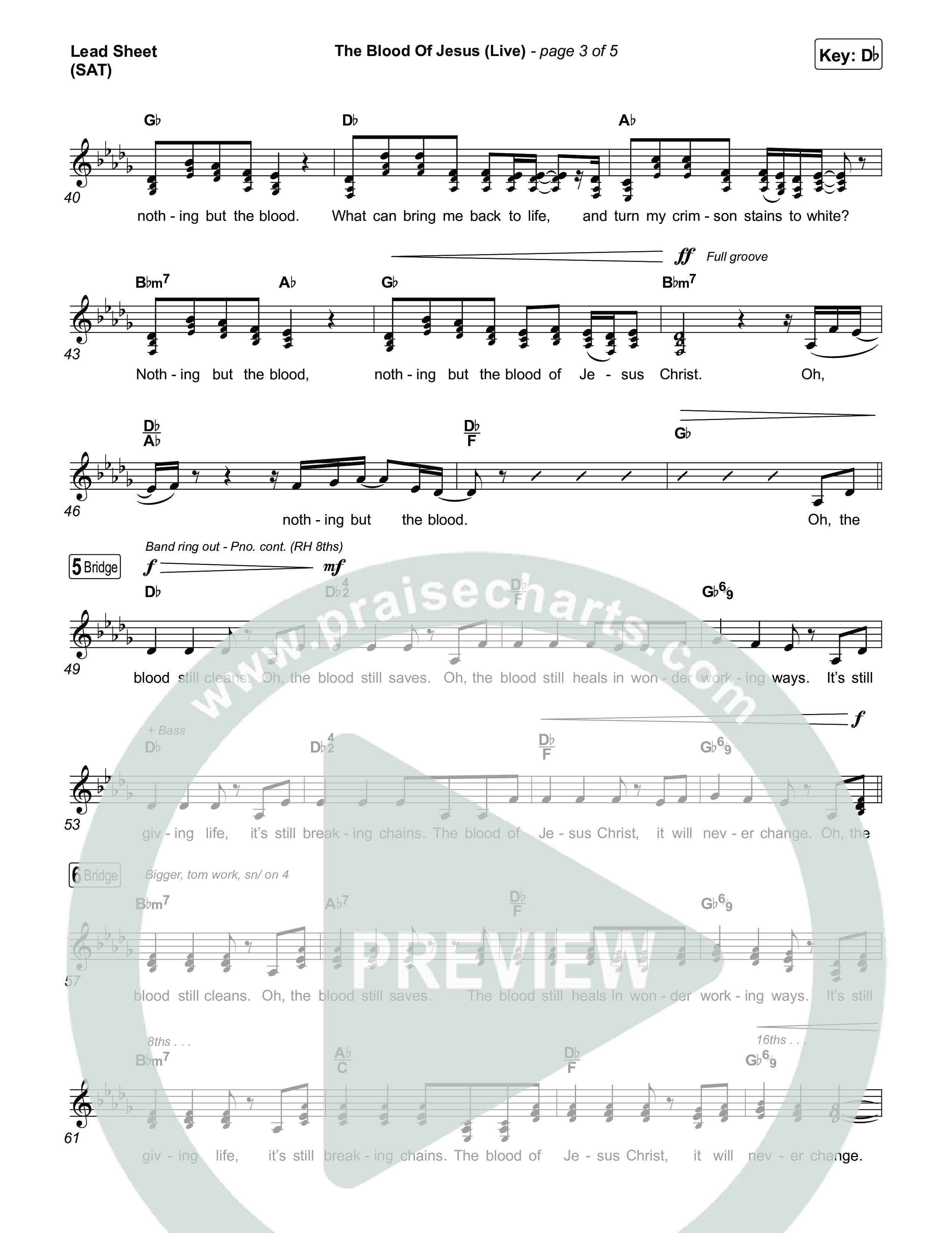 The Blood Of Jesus (Live) Lead Sheet (SAT) (Hope Darst)