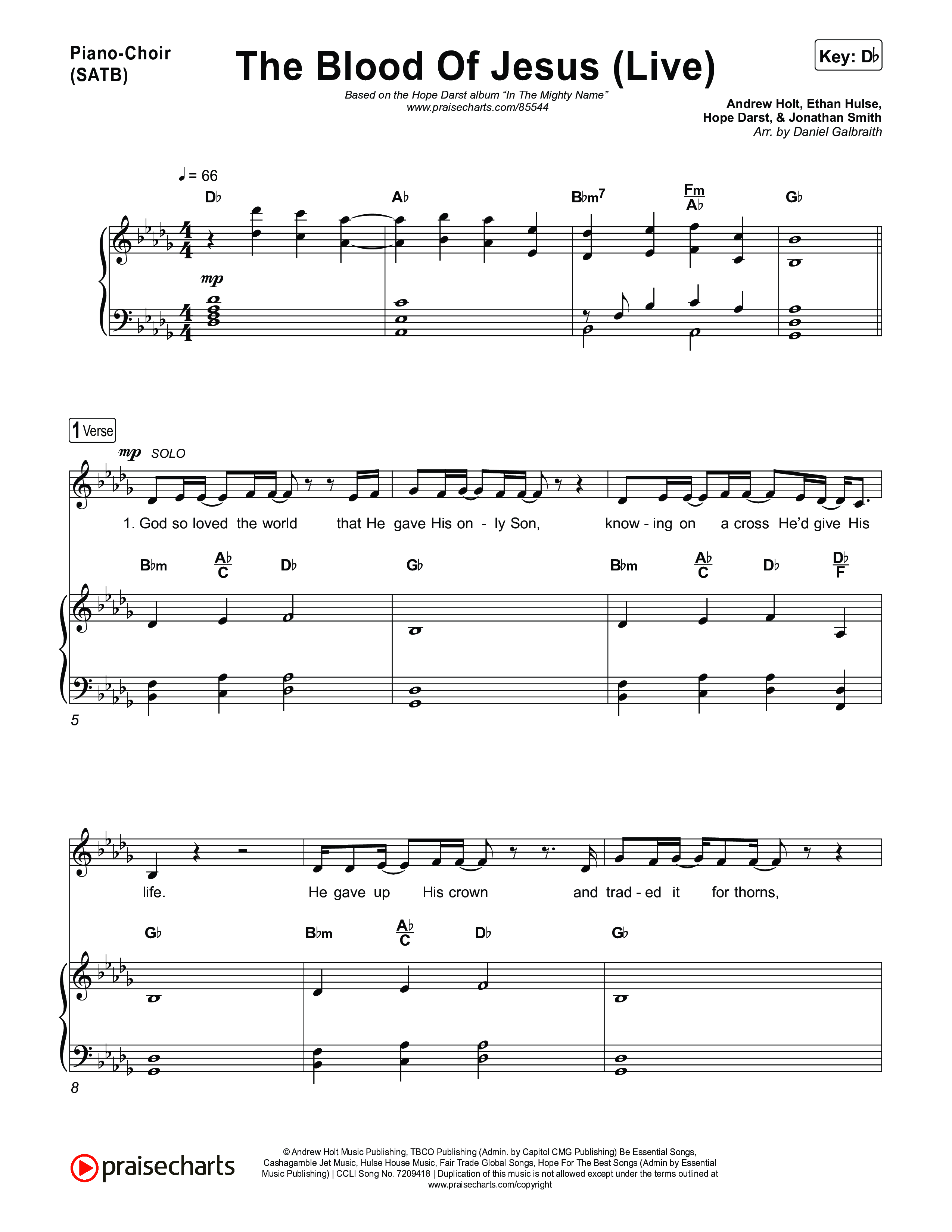 The Blood Of Jesus (Live) Piano/Vocal (SATB) (Hope Darst)