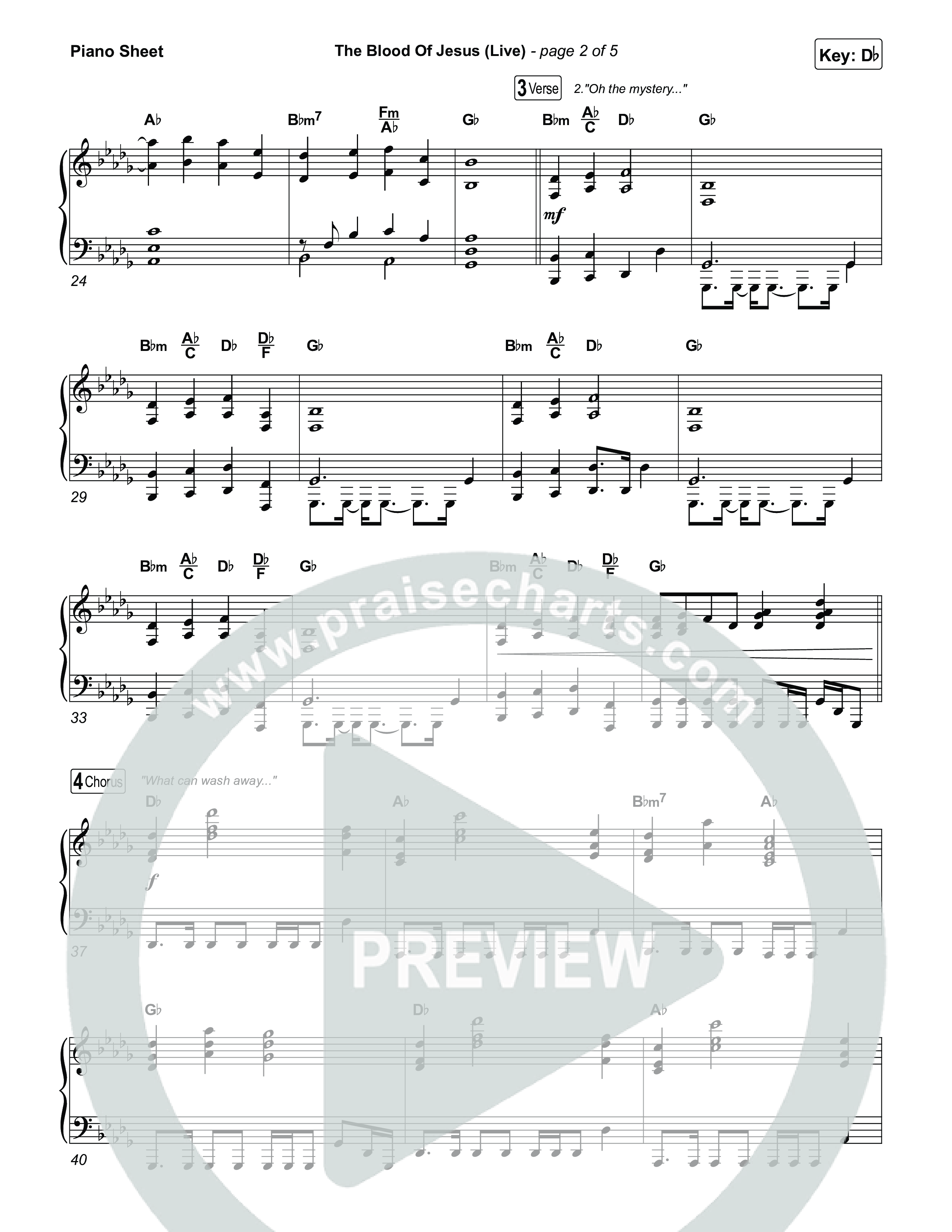 The Blood Of Jesus (Live) Piano Sheet (Hope Darst)