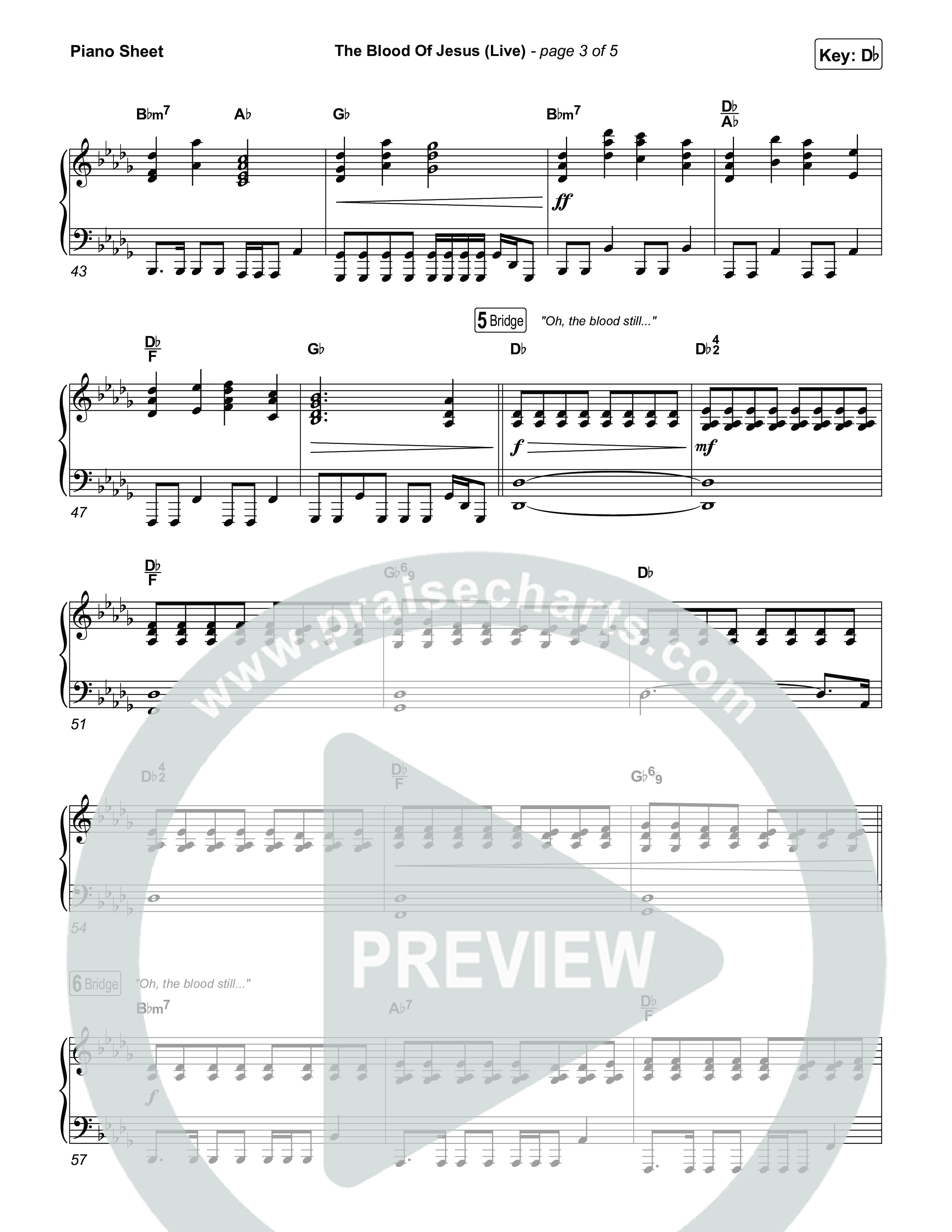 The Blood Of Jesus (Live) Piano Sheet (Hope Darst)