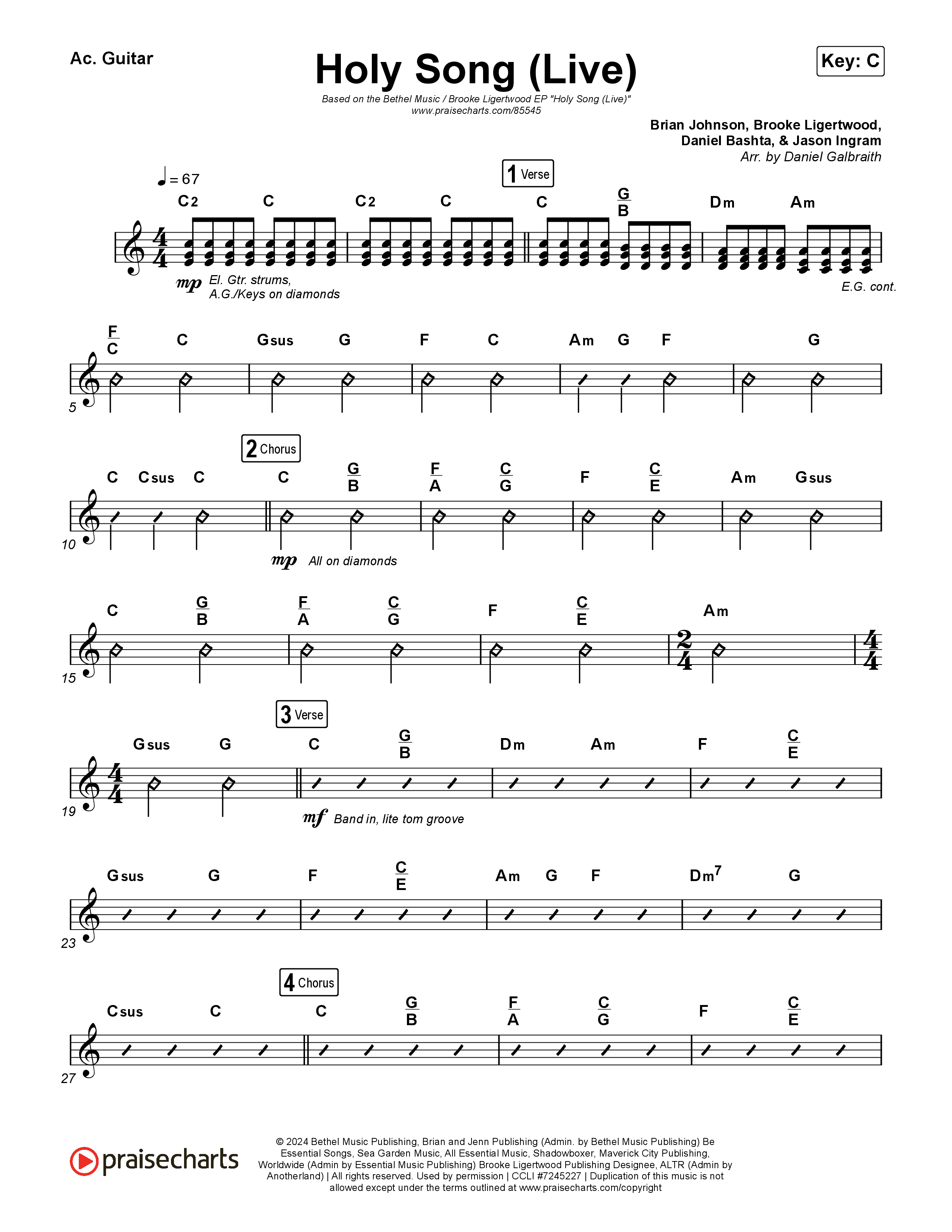 Holy Song (Live) Acoustic Guitar (Bethel Music / Brooke Ligertwood)