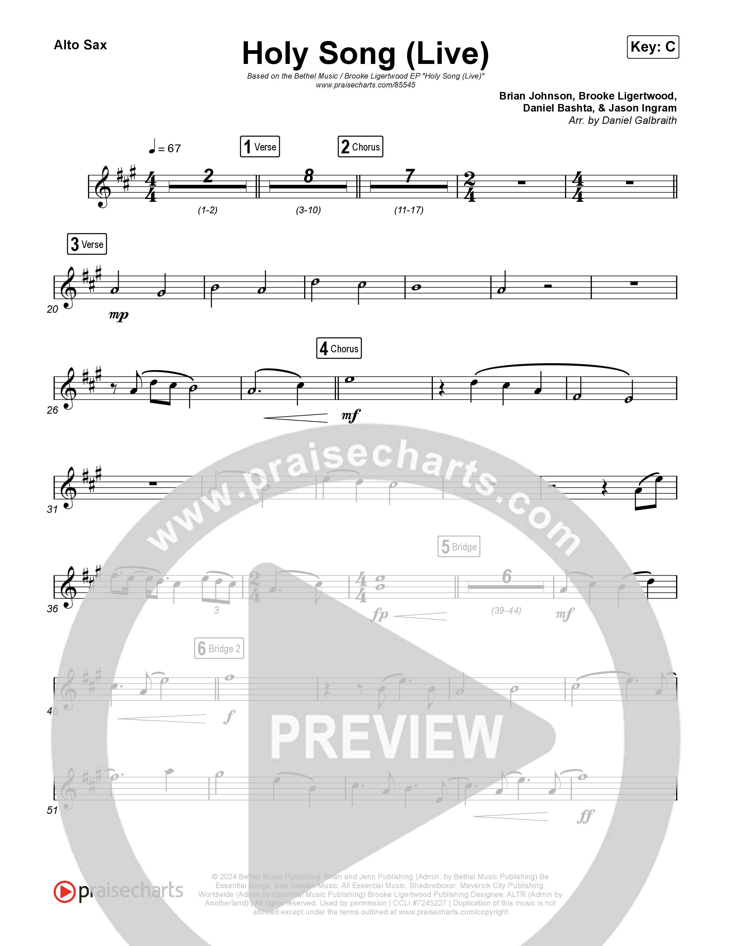 Holy Song (Live) Alto Sax (Bethel Music / Brooke Ligertwood)