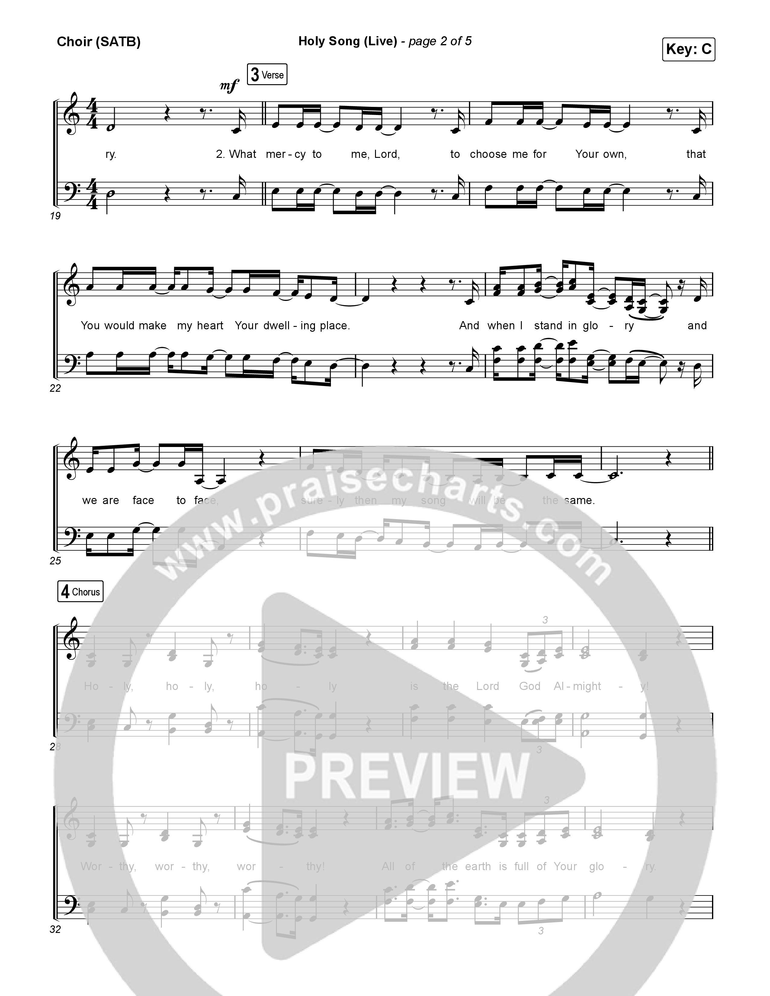 Holy Song (Live) Choir Sheet (SATB) (Bethel Music / Brooke Ligertwood)