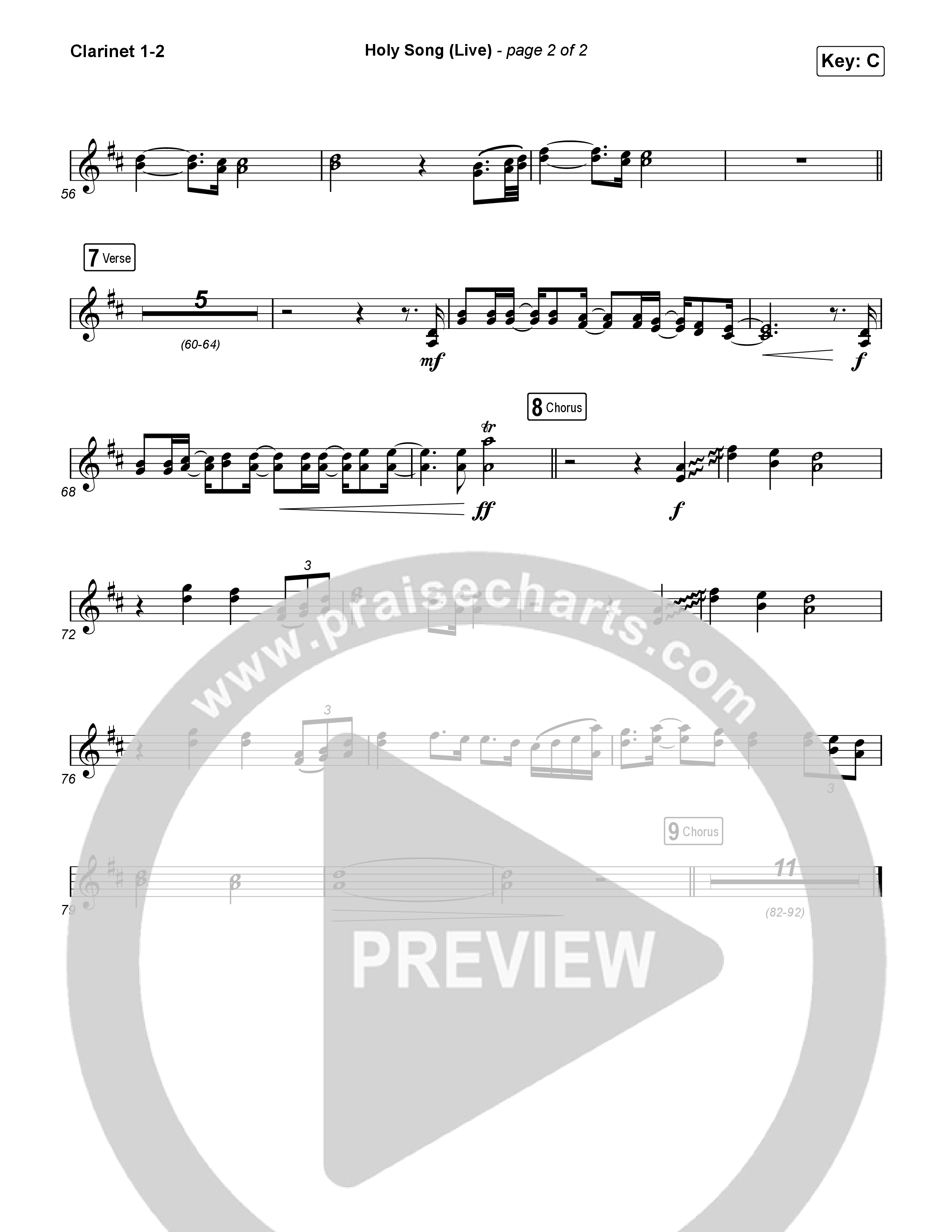 Holy Song (Live) Clarinet 1,2 (Bethel Music / Brooke Ligertwood)