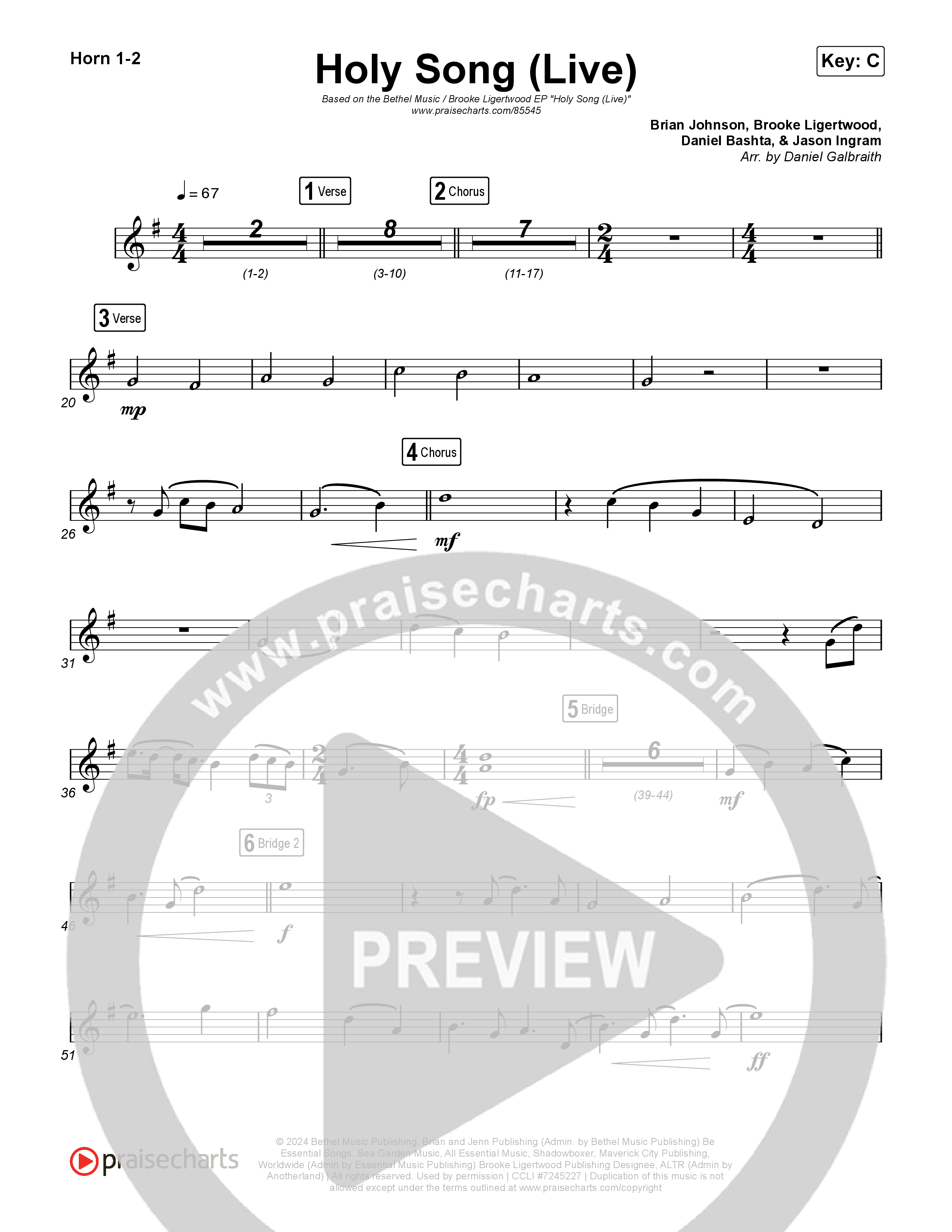 Holy Song (Live) French Horn 1,2 (Bethel Music / Brooke Ligertwood)