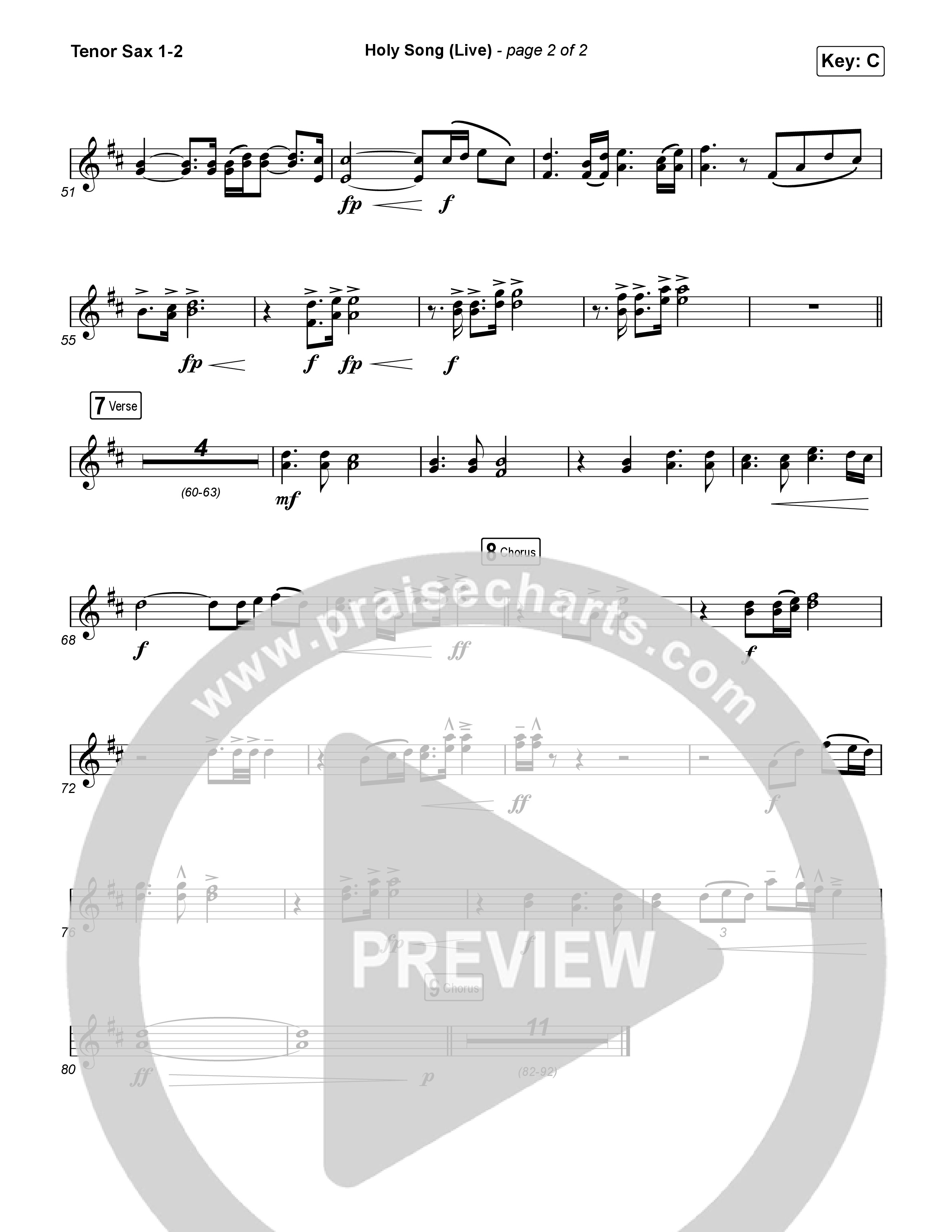 Holy Song (Live) Tenor Sax 1,2 (Bethel Music / Brooke Ligertwood)