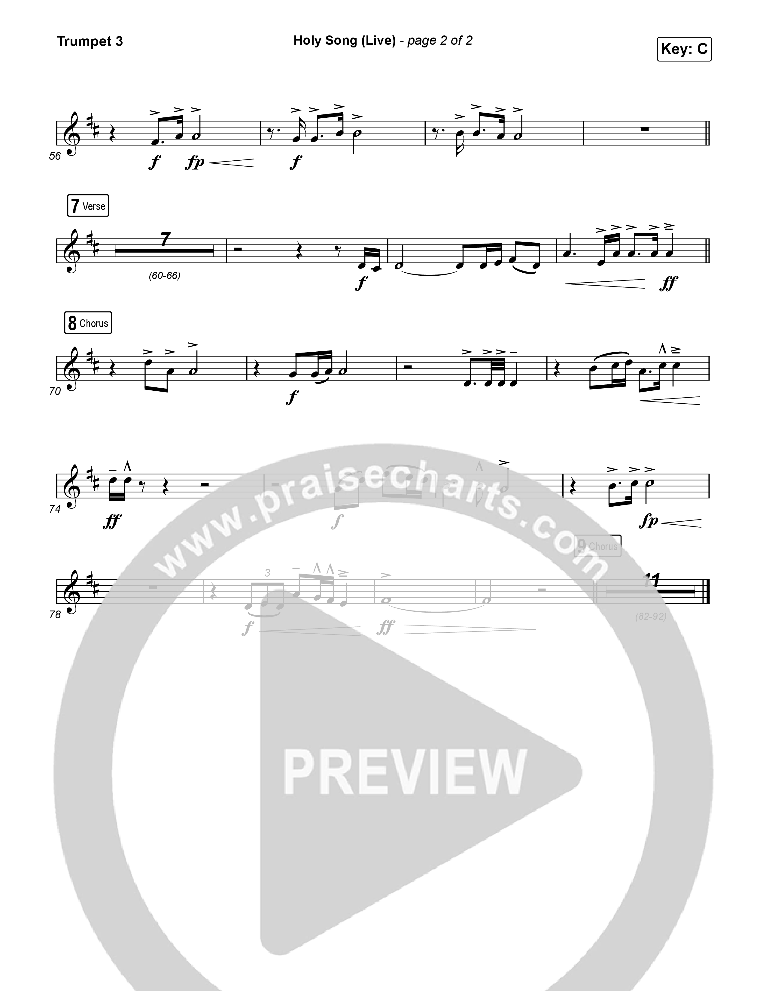 Holy Song (Live) Trumpet 3 (Bethel Music / Brooke Ligertwood)